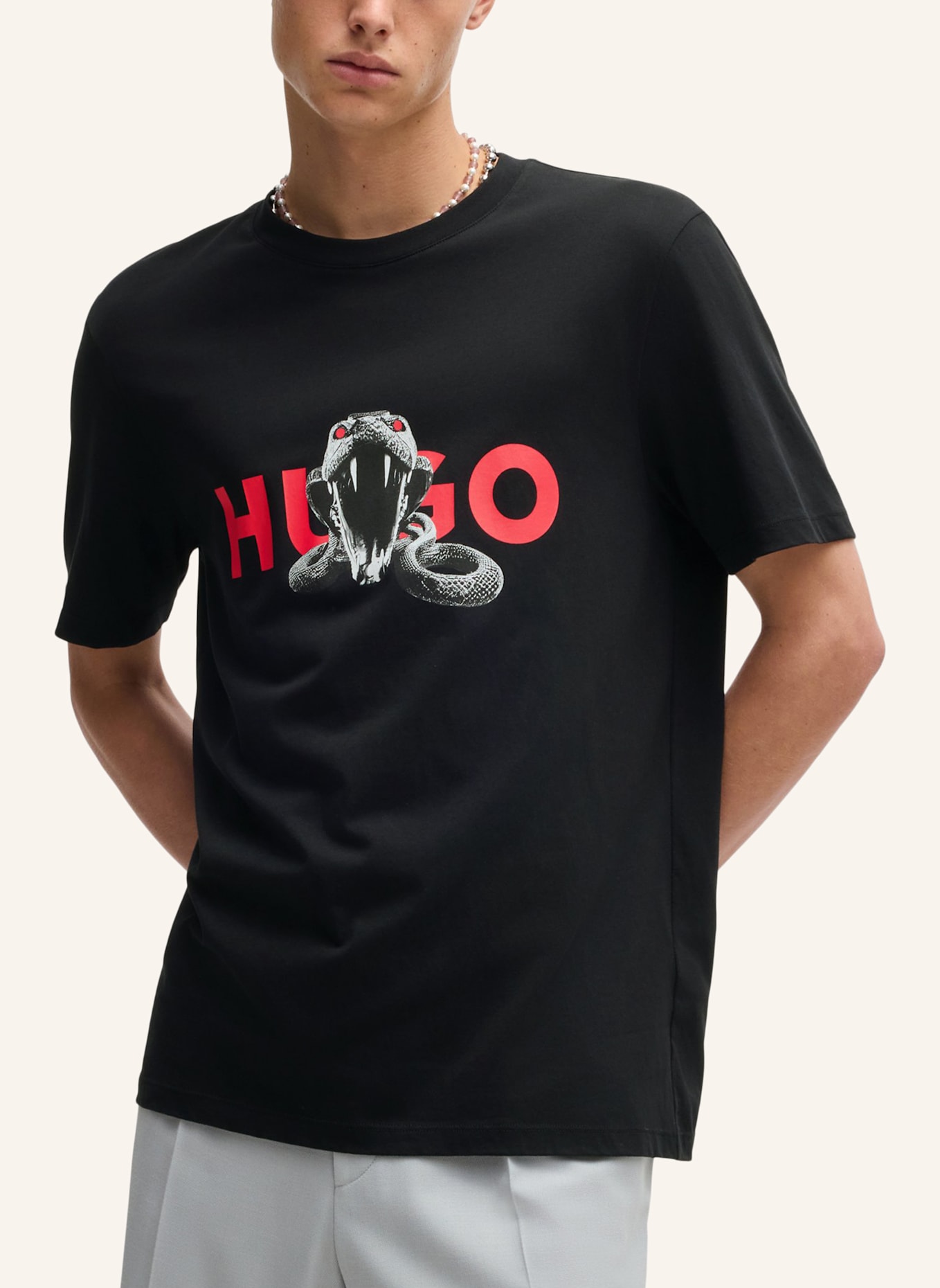 HUGO T-Shirt DEYLADEC Regular Fit, Farbe: SCHWARZ (Bild 4)