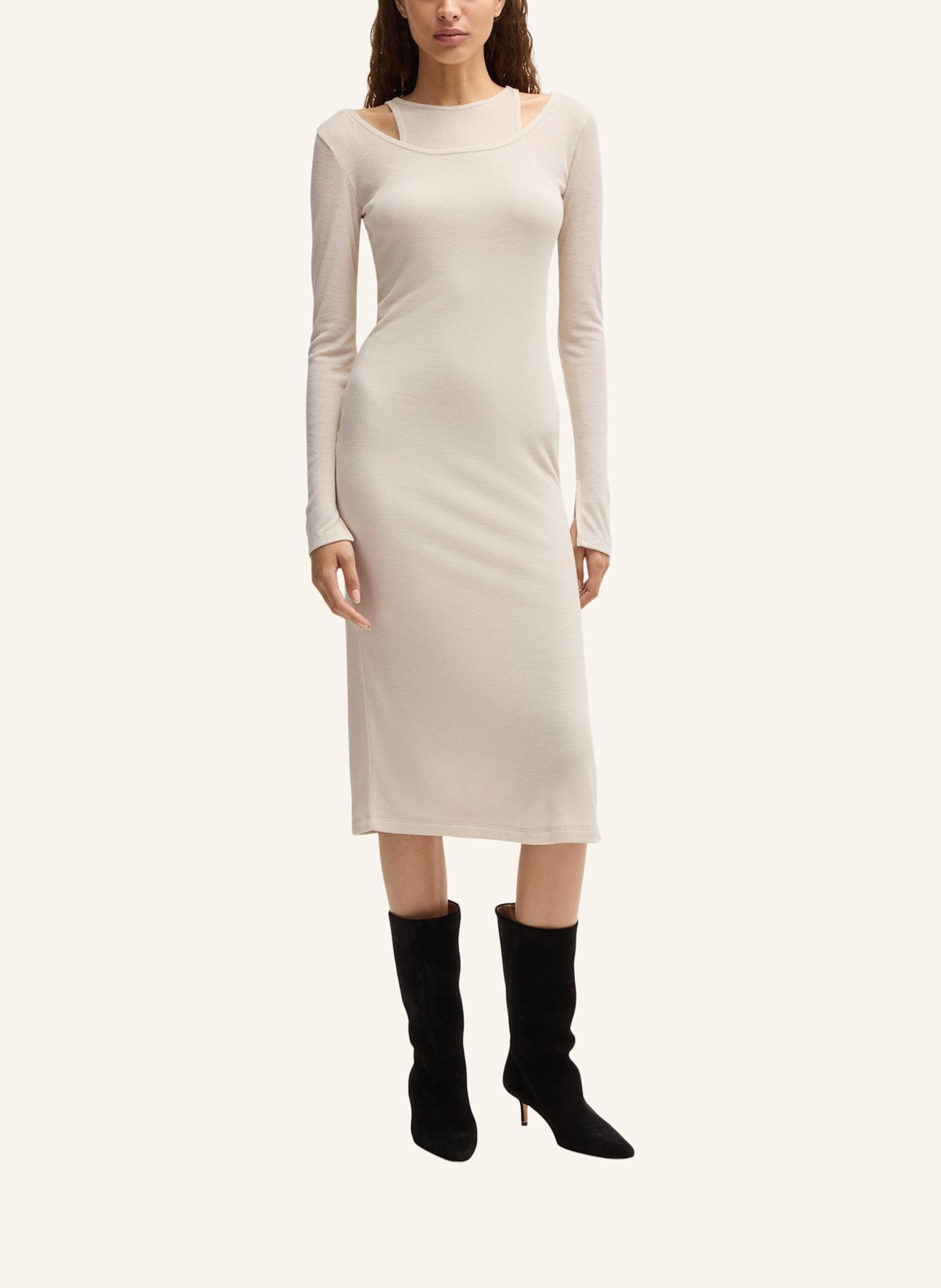 BOSS Jersey-Kleid C_ECNA Regular Fit, Farbe: WEISS (Bild 5)