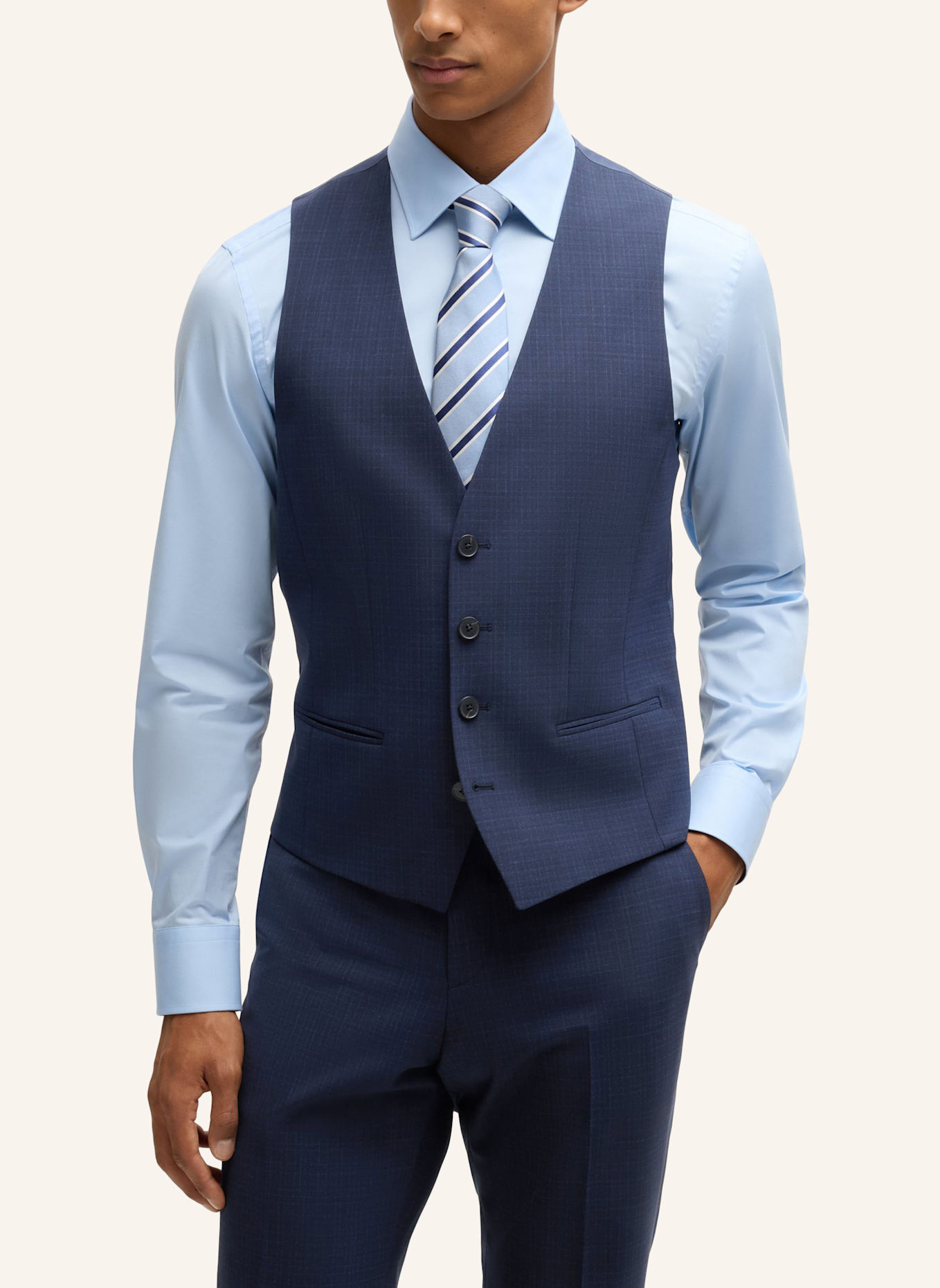 BOSS Business Anzug H-HOUSTON-3PCS-251 Slim Fit: DUNKELBLAU