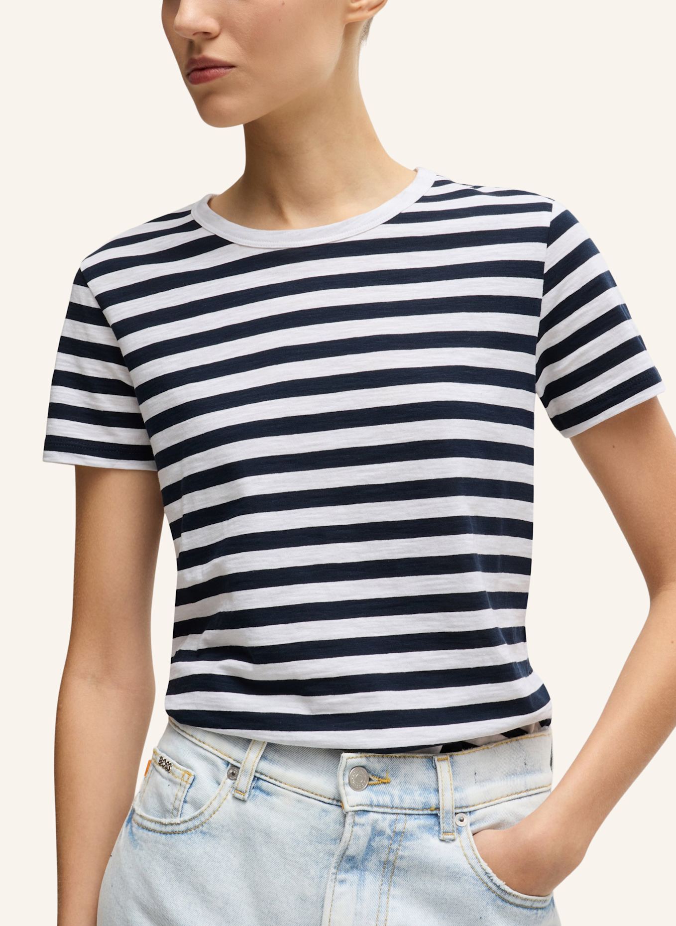 BOSS T-Shirt C_ESLA_STRIPED Regular Fit, Farbe: DUNKELBLAU (Bild 3)