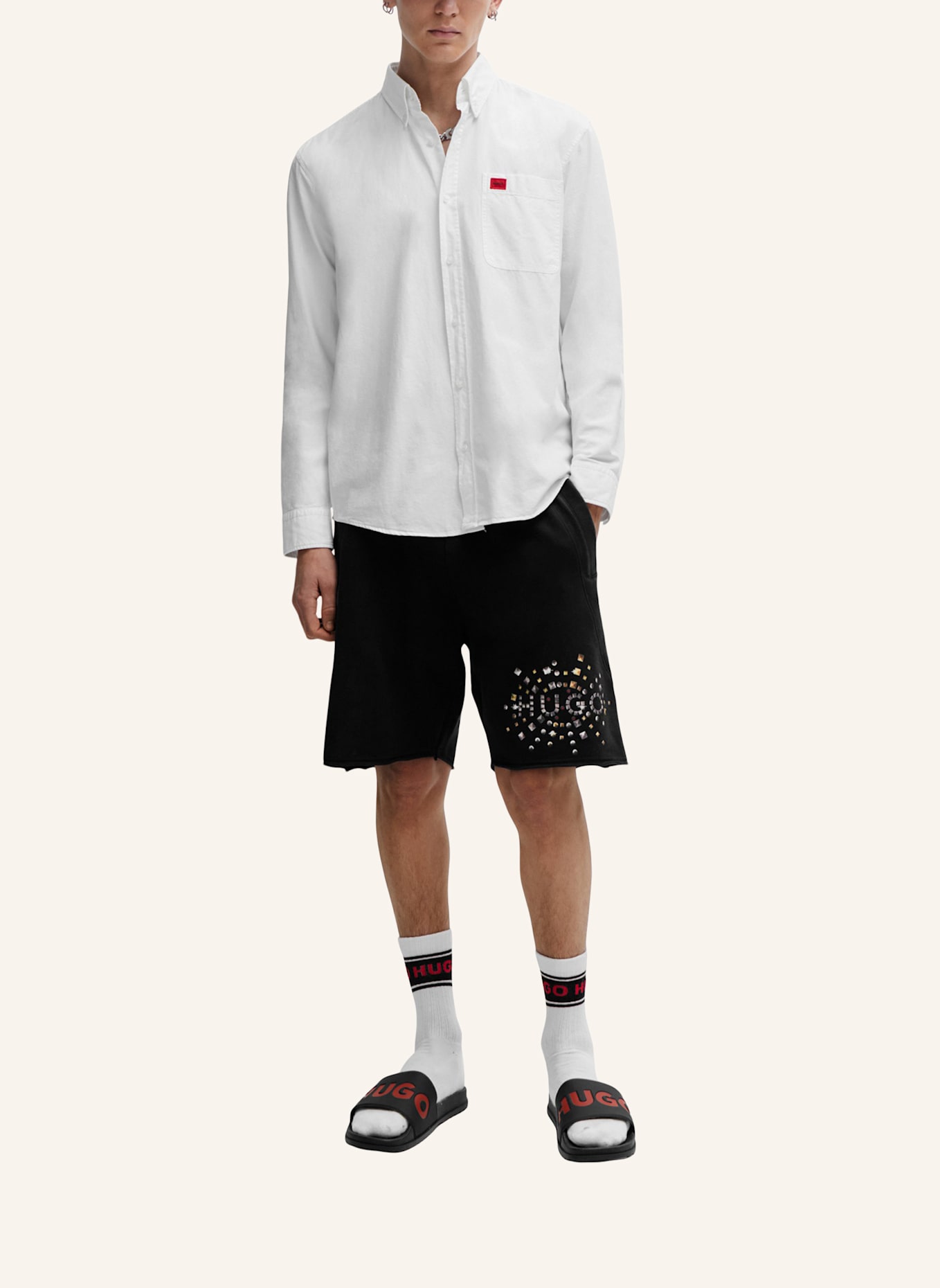 HUGO Sandale MATCH_IT_SLID_RBLG_N: SCHWARZ