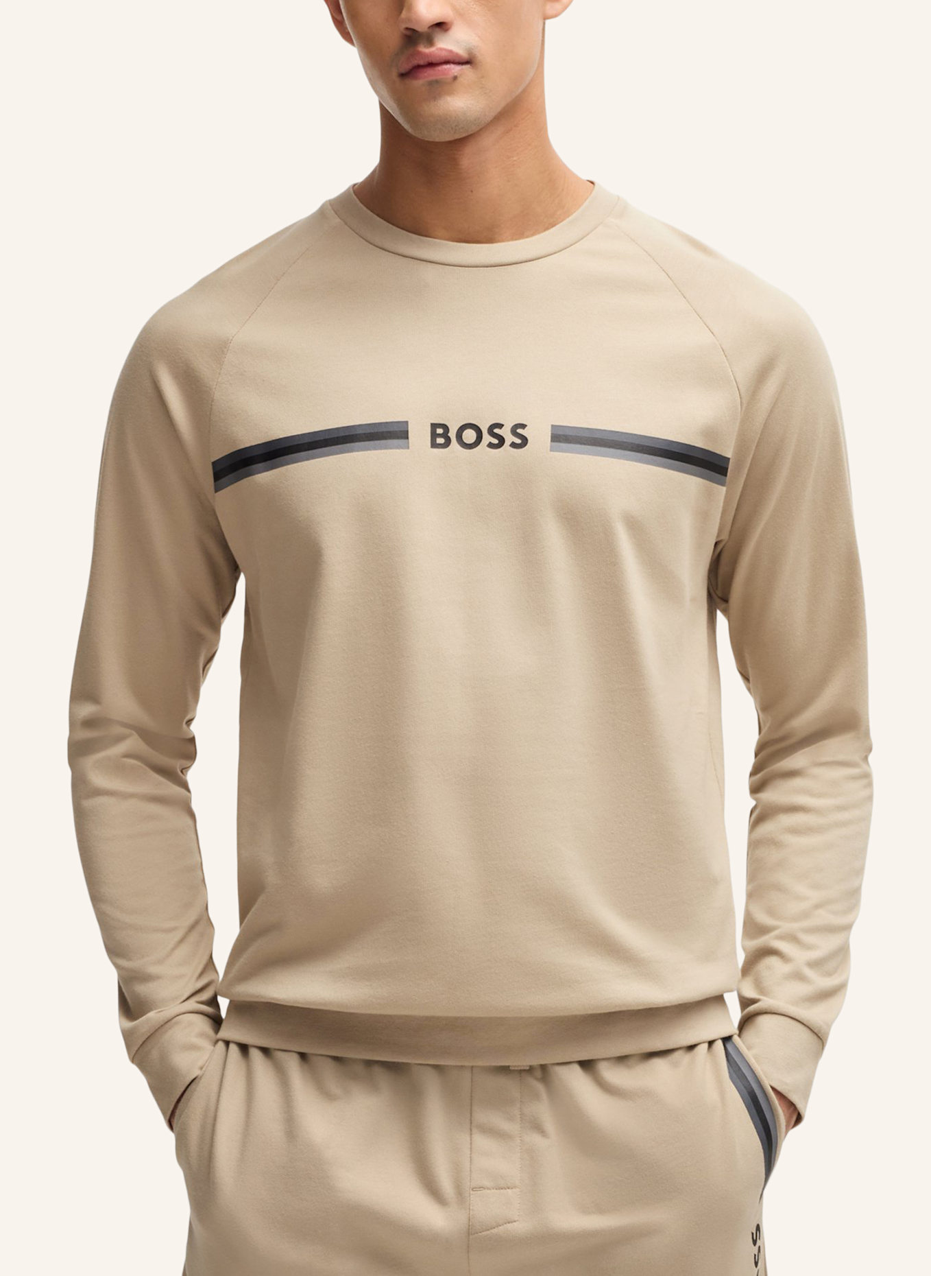 BOSS Loungewear Oberteil AUTHENTIC SWEATSHIRT Regular Fit, Farbe: BEIGE (Bild 4)