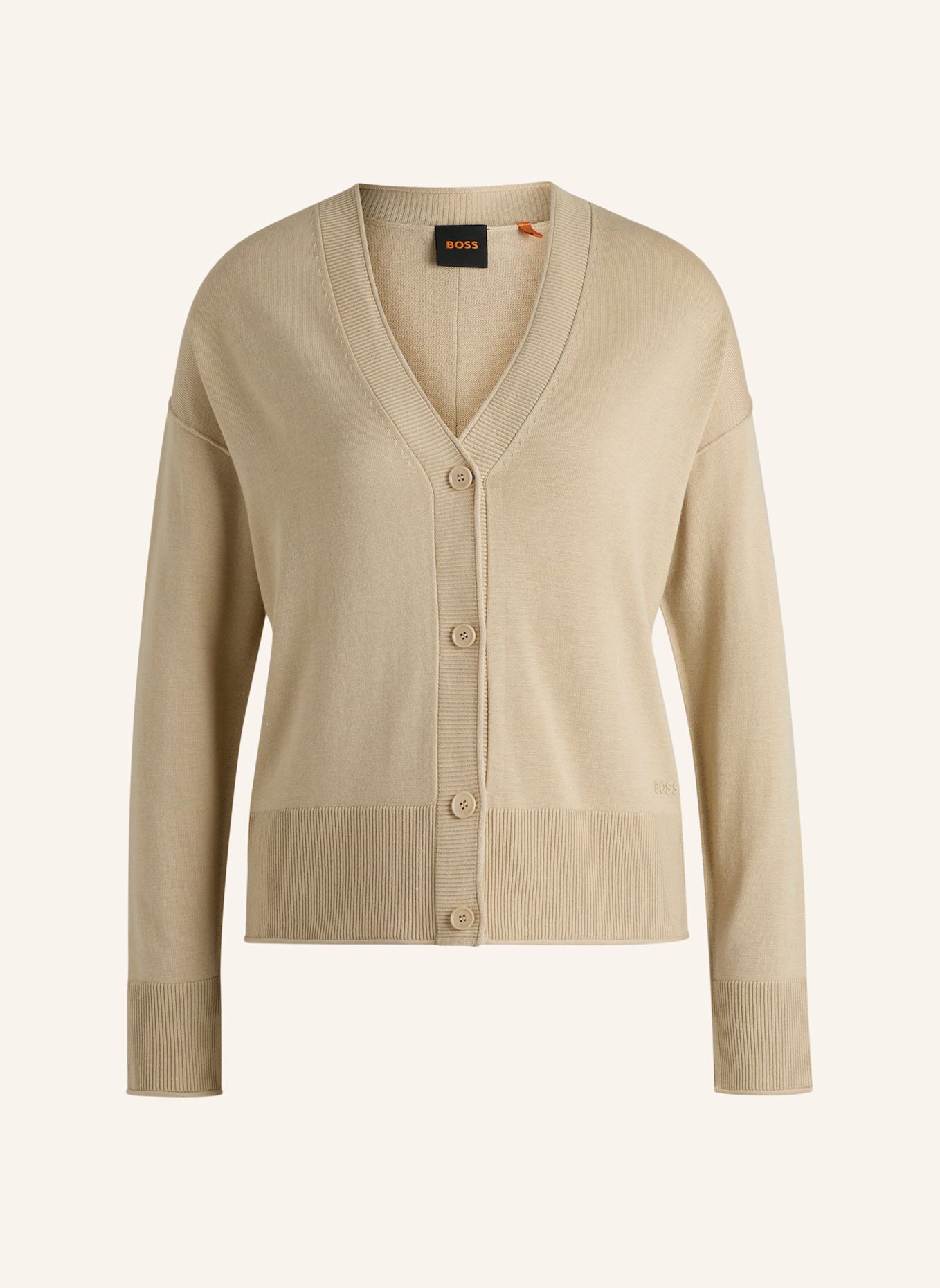 BOSS Strickjacke C_FEDAS Regular Fit, Farbe: BEIGE (Bild 1)