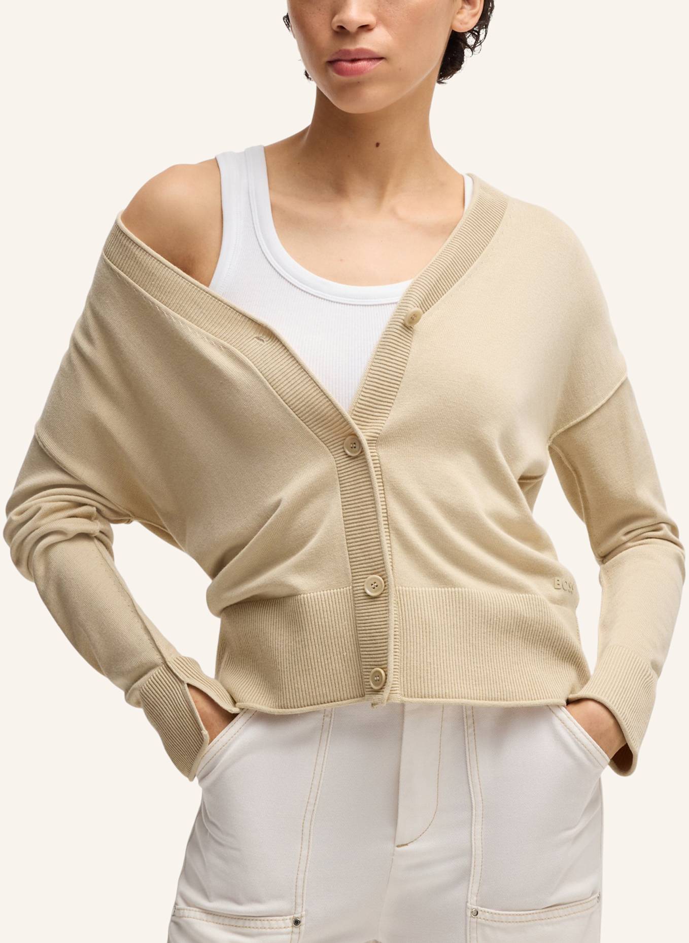 BOSS Strickjacke C_FEDAS Regular Fit, Farbe: BEIGE (Bild 4)