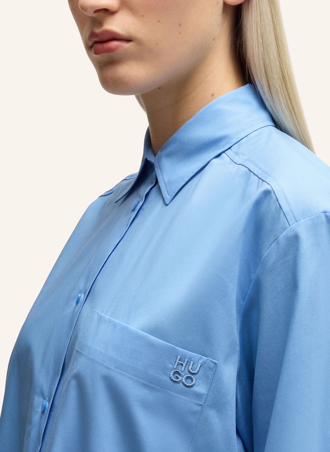 HUGO Business Bluse THE OVERSIZE SHIRT Oversize Fit, Farbe: HELLBLAU (Bild 4)