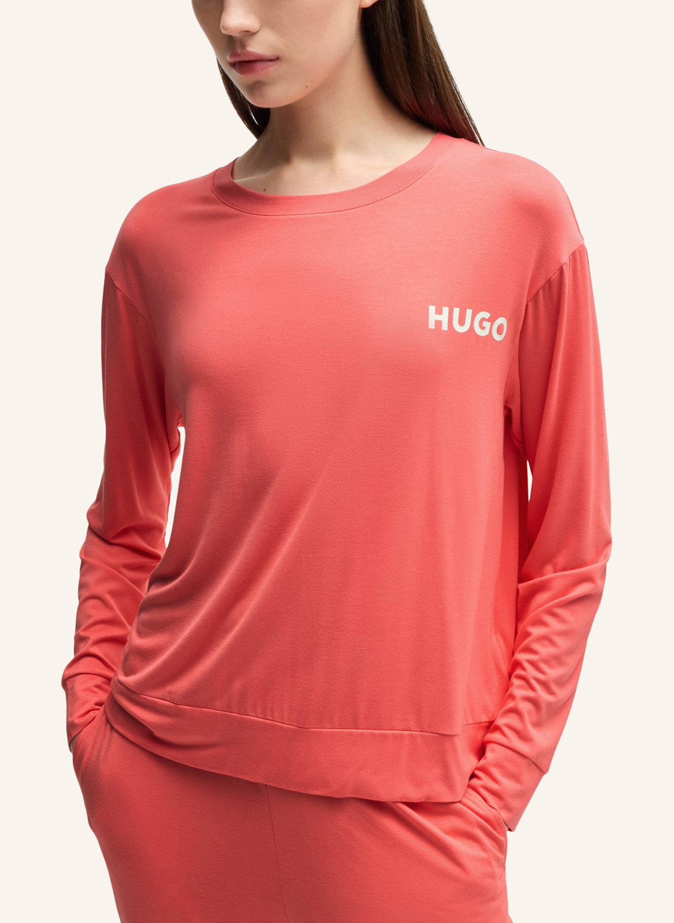 HUGO Pyjama-Oberteil UNITE_LS-SHIRT Relaxed Fit, Farbe: HELLROT (Bild 4)