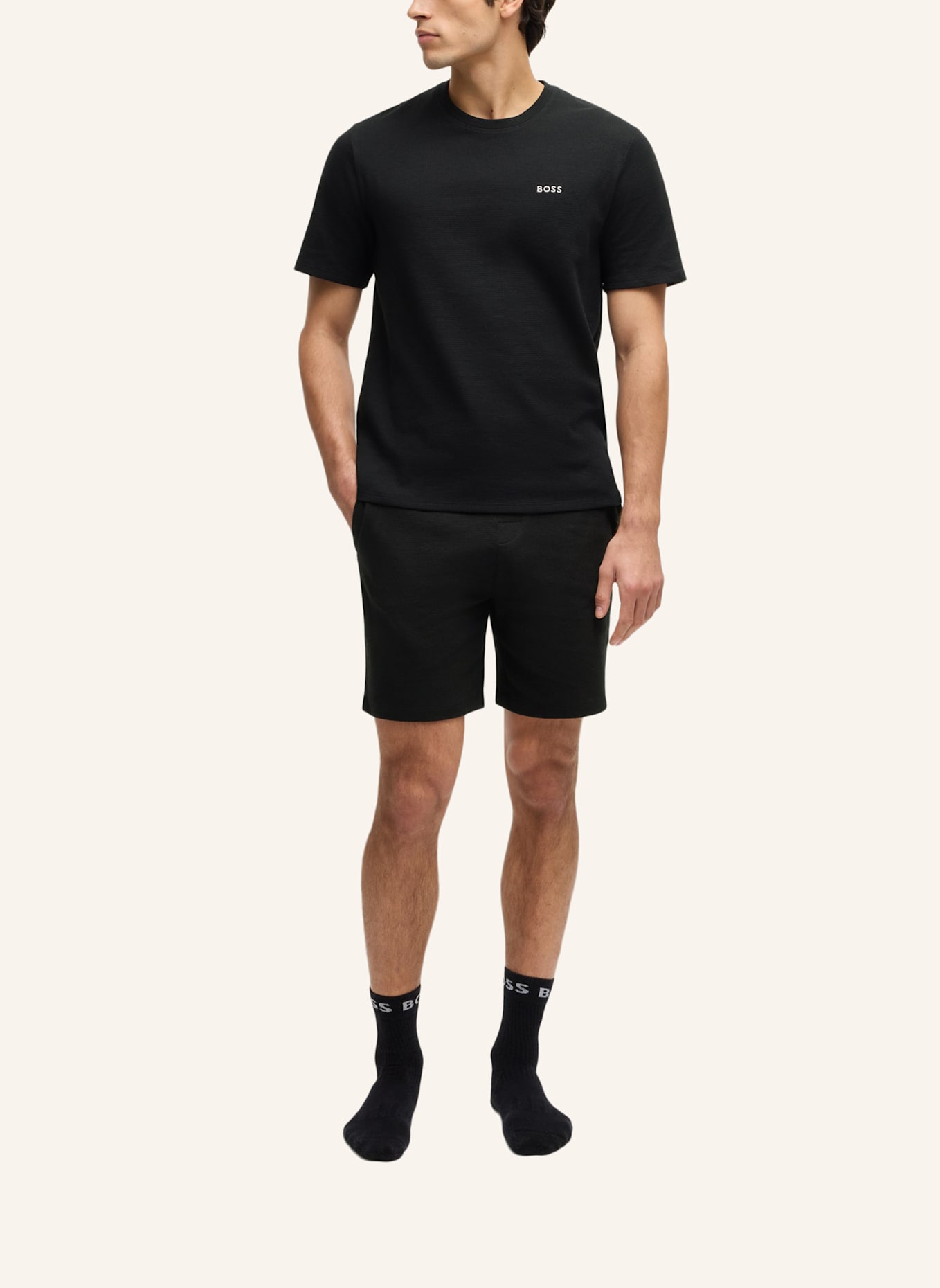 BOSS Pyjamas Unterteil WAFFLE SHORTS, Farbe: SCHWARZ (Bild 5)