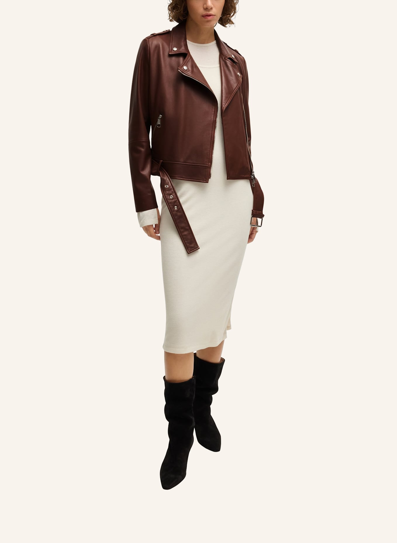 BOSS Lederjacke C_SAMELI Regular Fit: BRAUN