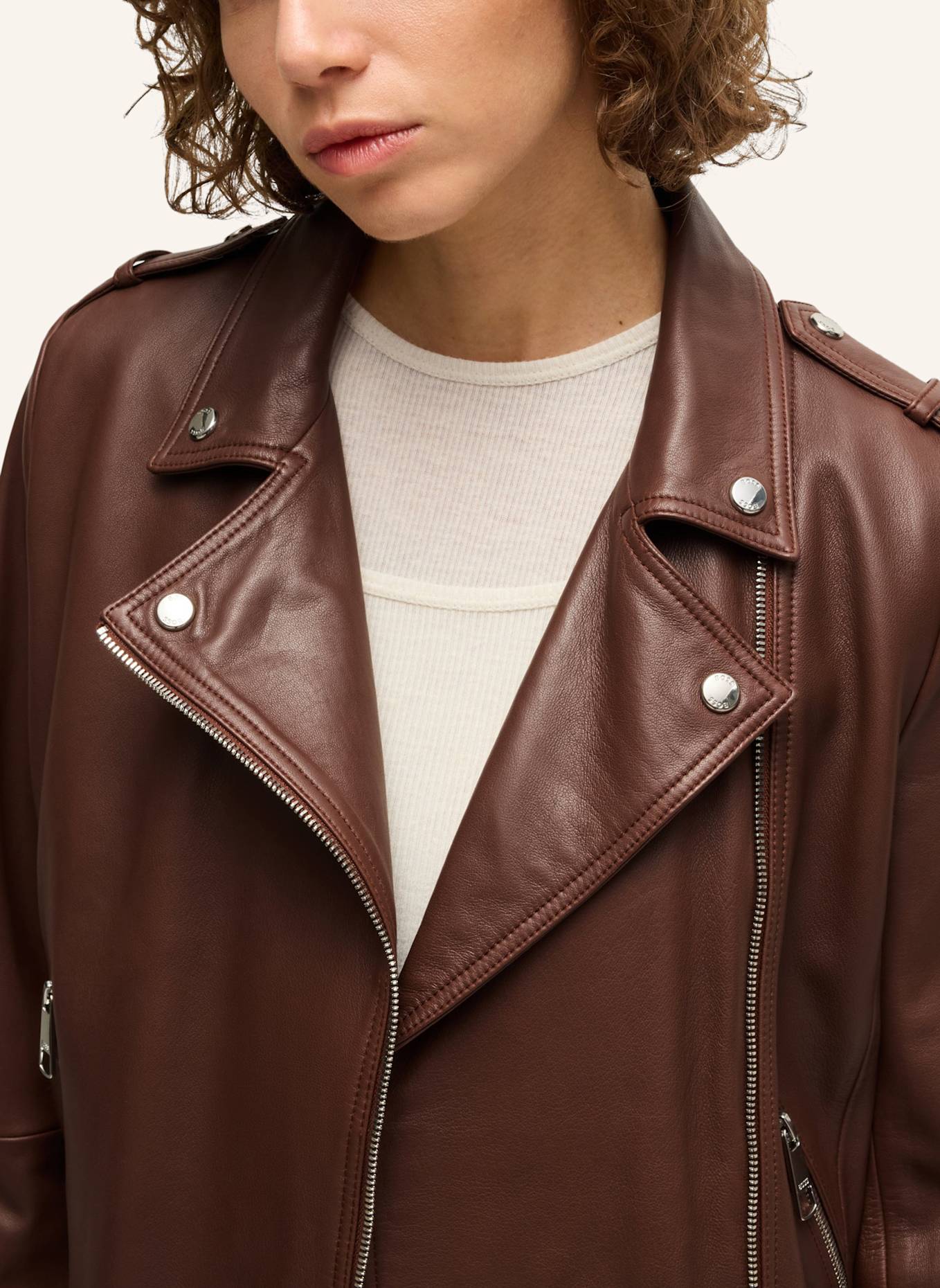 BOSS Lederjacke C_SAMELI Regular Fit: BRAUN
