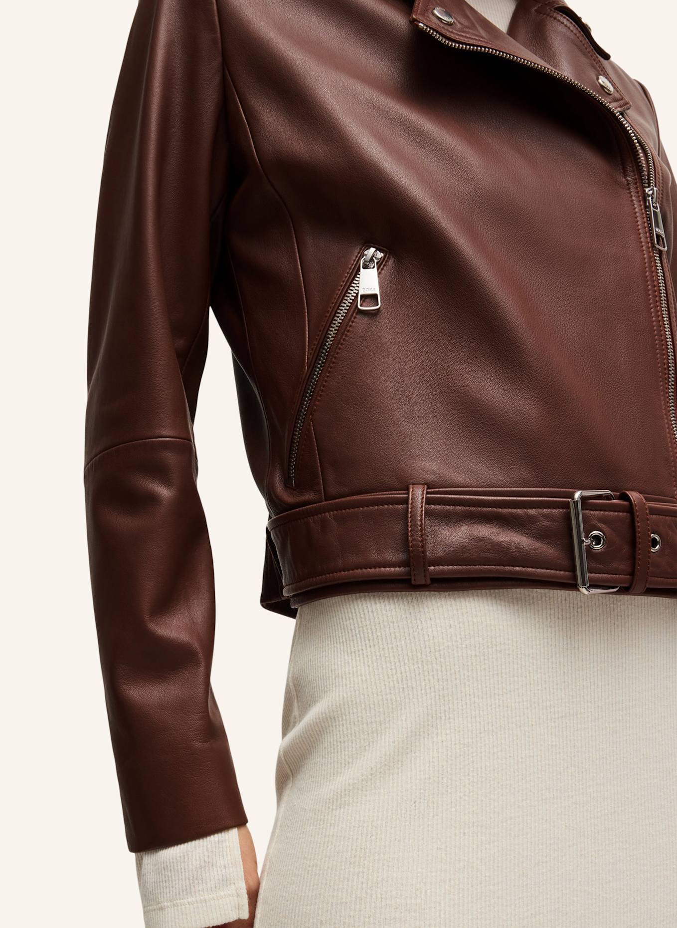 BOSS Lederjacke C_SAMELI Regular Fit: BRAUN