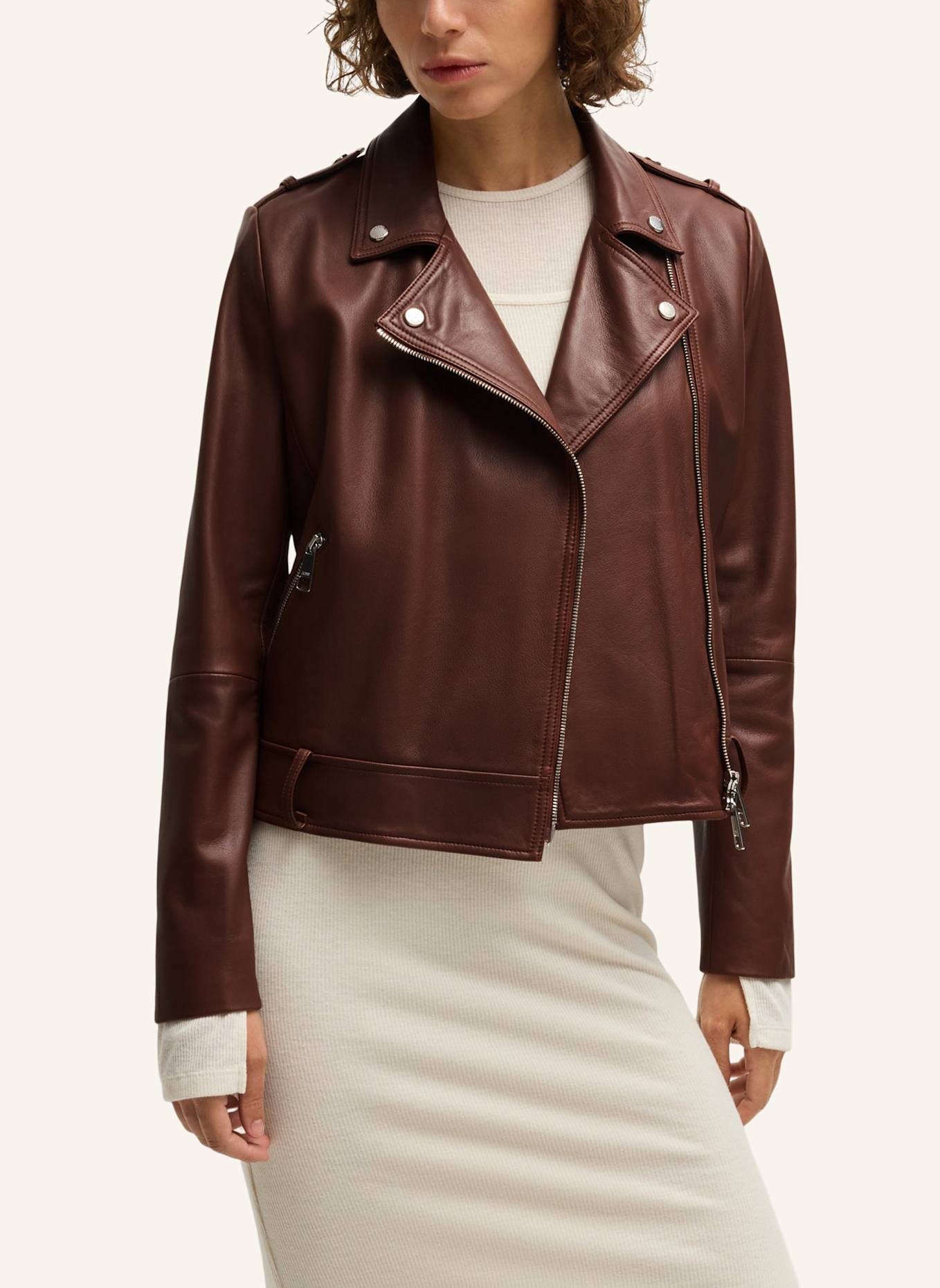 BOSS Lederjacke C_SAMELI Regular Fit: BRAUN