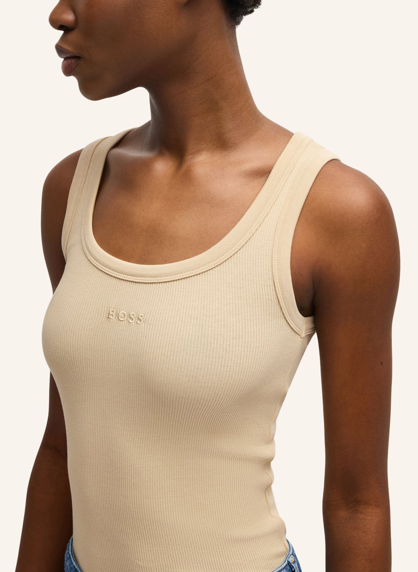 BOSS Casual Top C_EMATITE Slim Fit: BEIGE