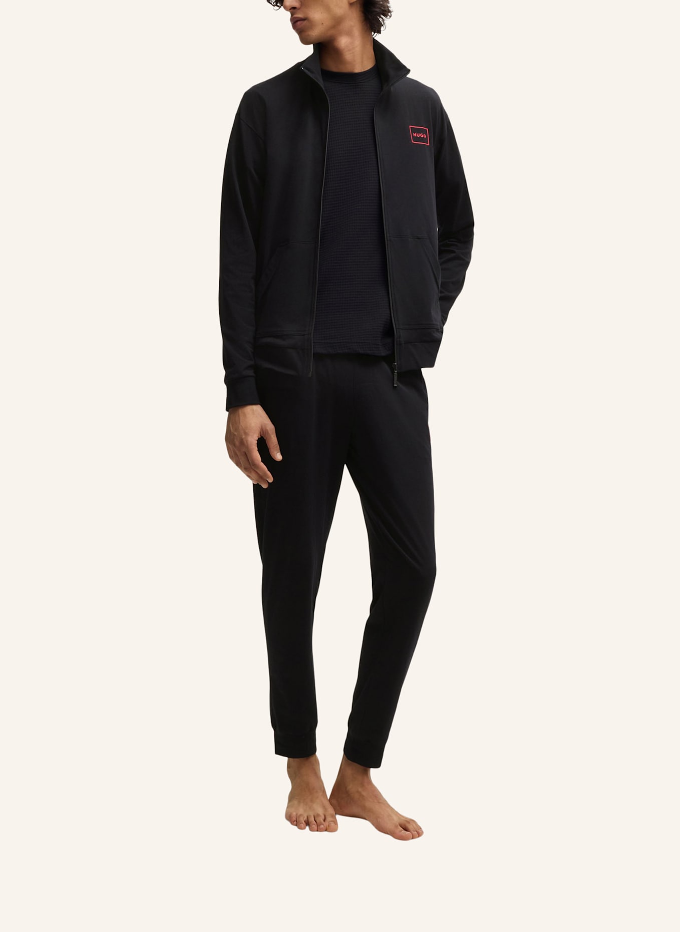 HUGO Loungewear Jacke LAZE ZIP JACKET Relaxed Fit: SCHWARZ