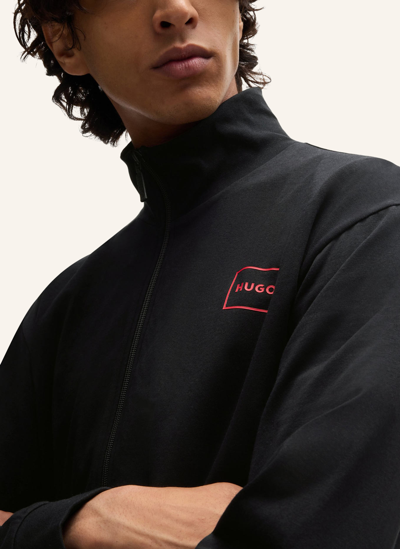 HUGO Loungewear Jacke LAZE ZIP JACKET Relaxed Fit: SCHWARZ