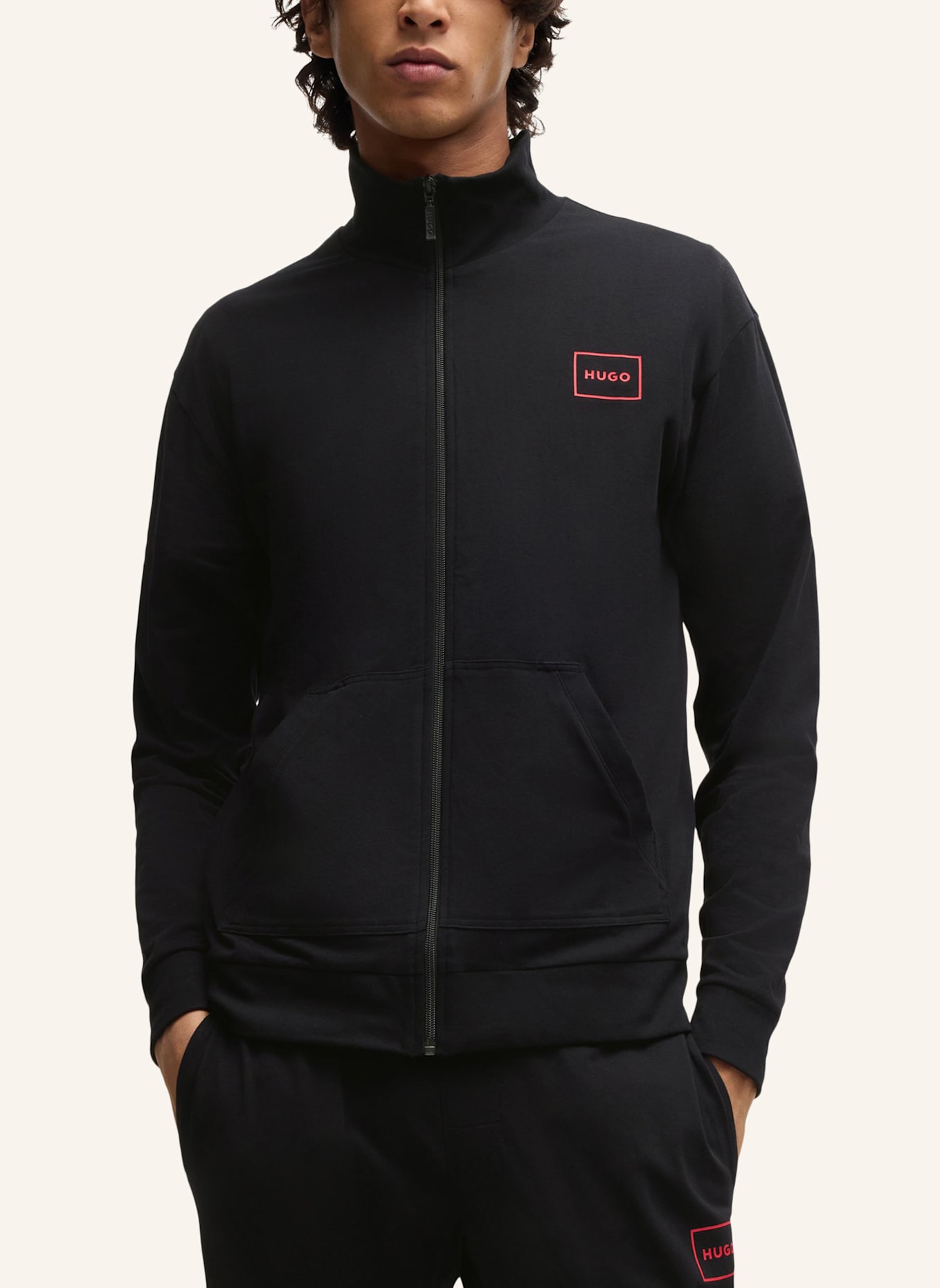 HUGO Loungewear Jacke LAZE ZIP JACKET Relaxed Fit: SCHWARZ