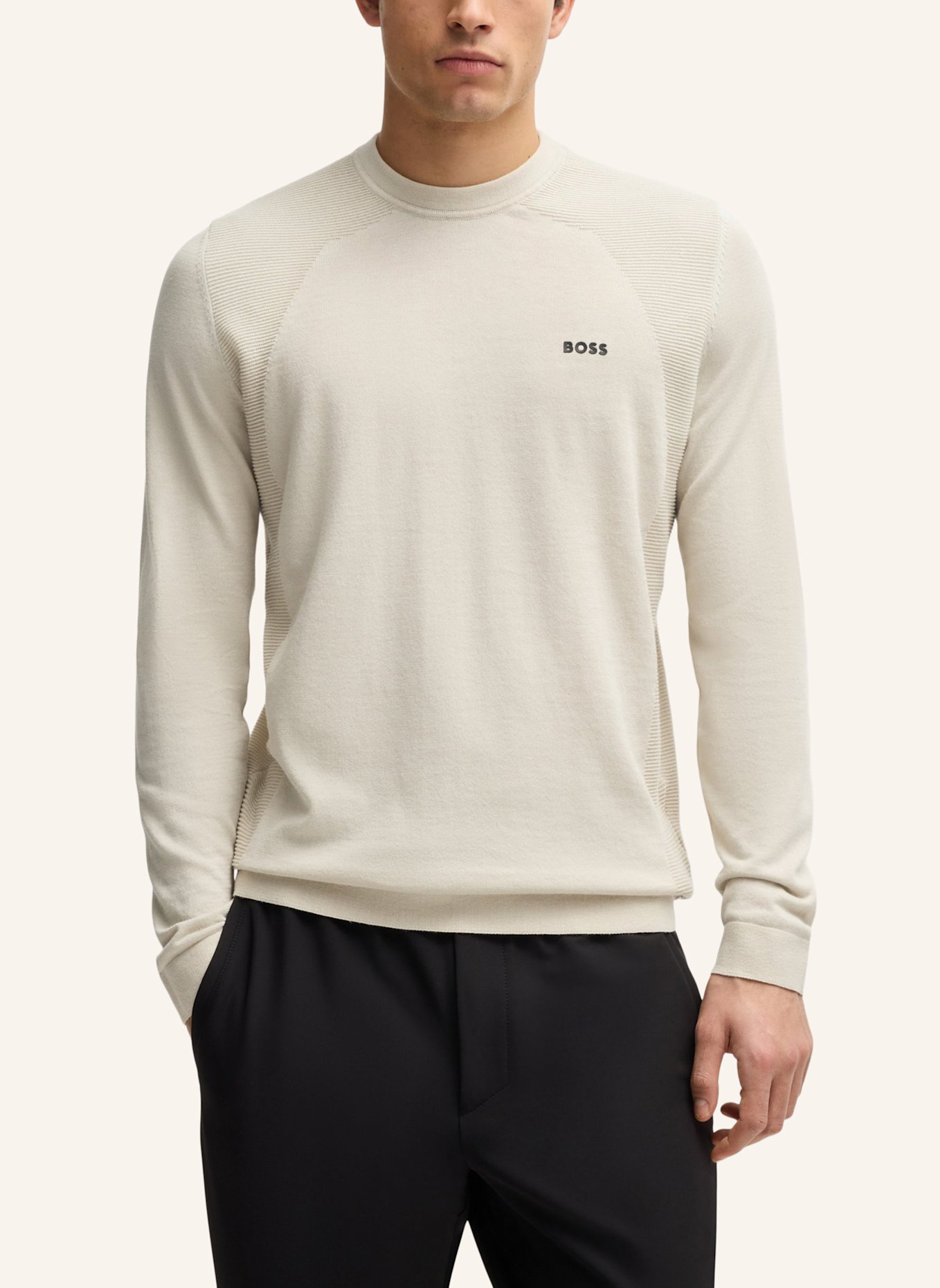 BOSS Pullover MOMENTUM_LITE_CN24 Regular Fit: BEIGE