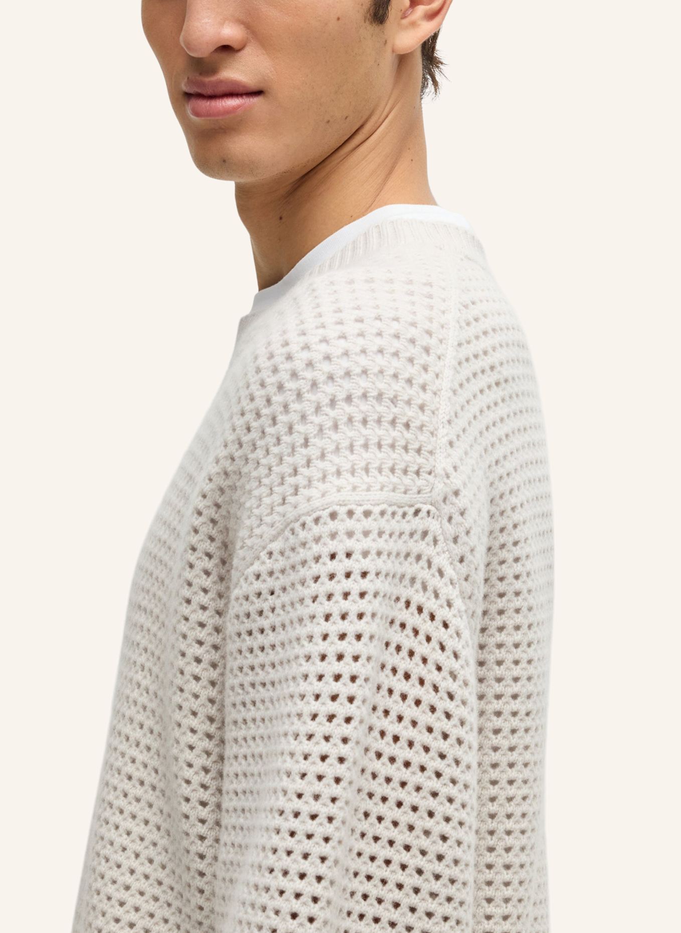 BOSS Pullover L-BOSFORO Relaxed Fit: WEISS