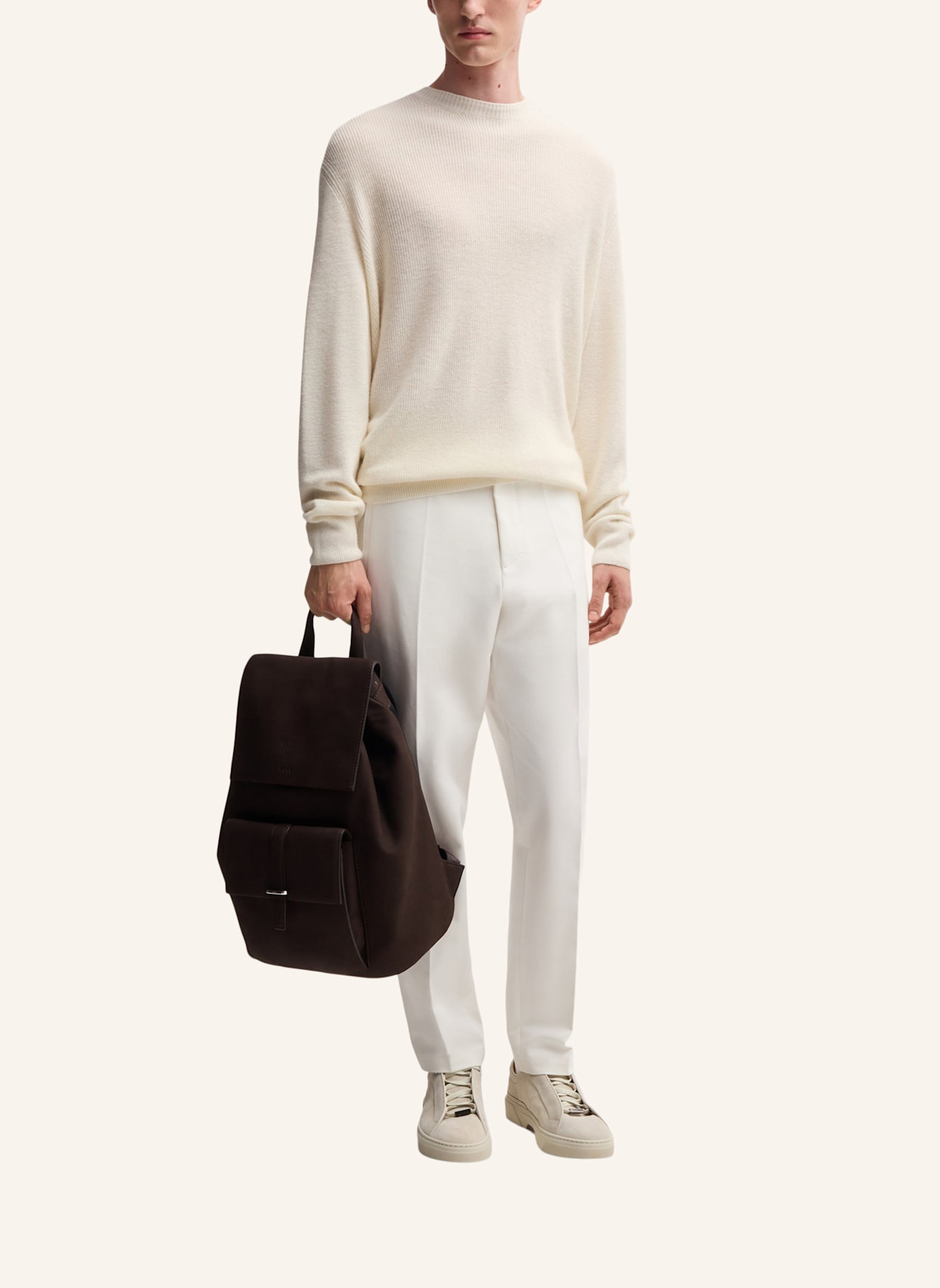 BOSS Pullover L-BISTRO Regular Fit: WEISS