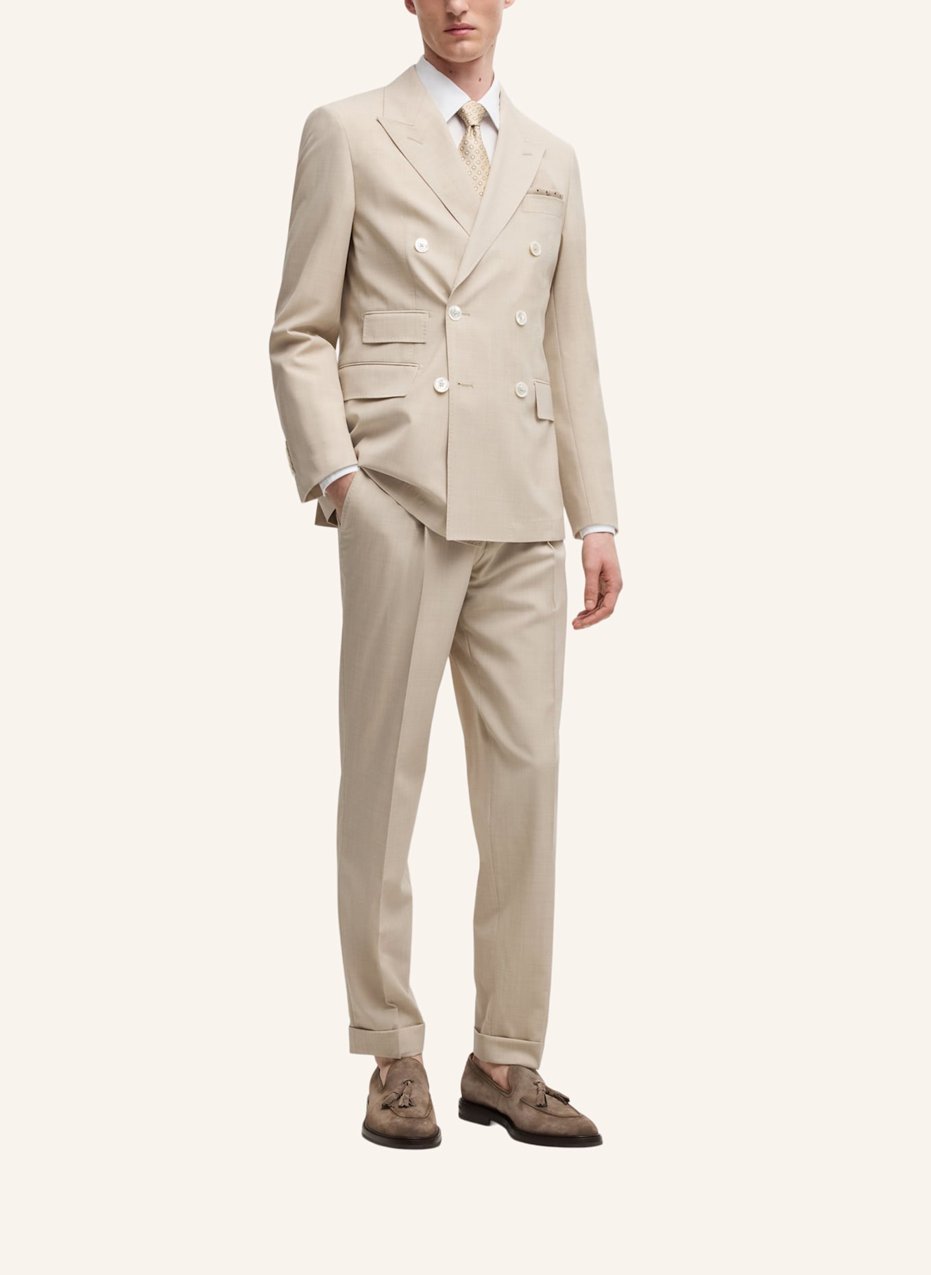BOSS Business Anzug L-HESTON-2PCS-DB-252 Slim Fit: HELLBRAUN