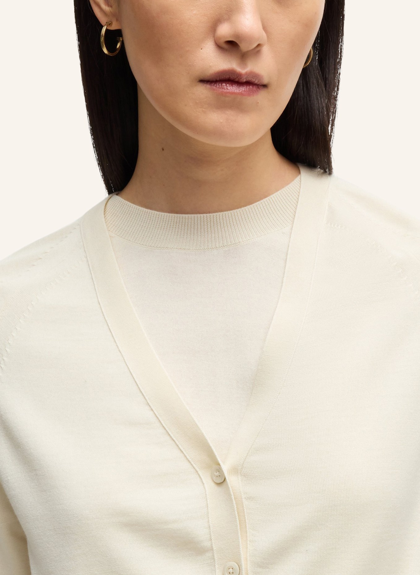BOSS Strickjacke FLARIMENA Relaxed Fit: WEISS