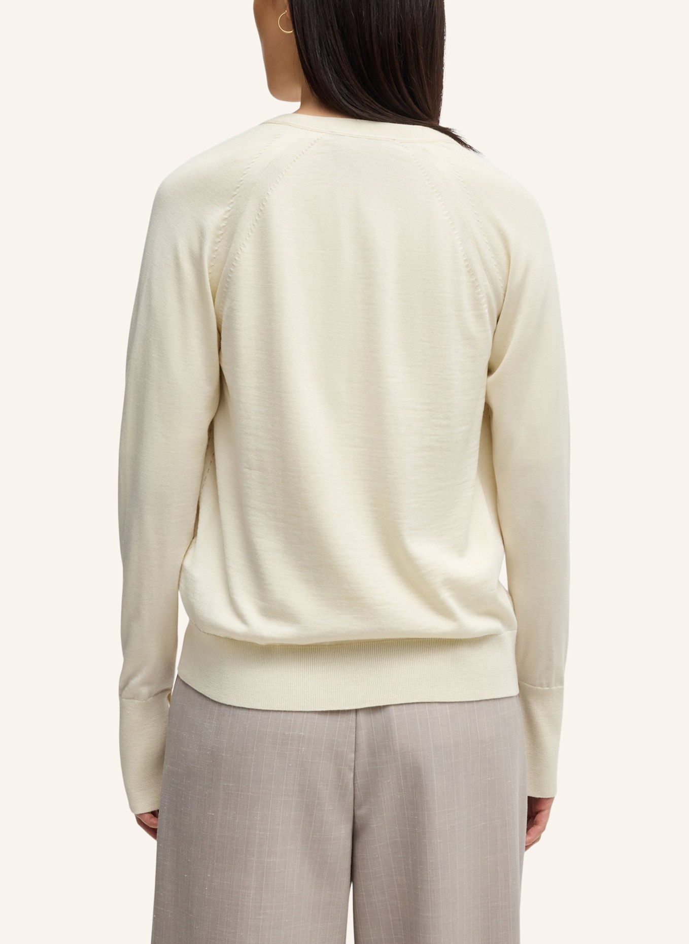 BOSS Strickjacke FLARIMENA Relaxed Fit: WEISS