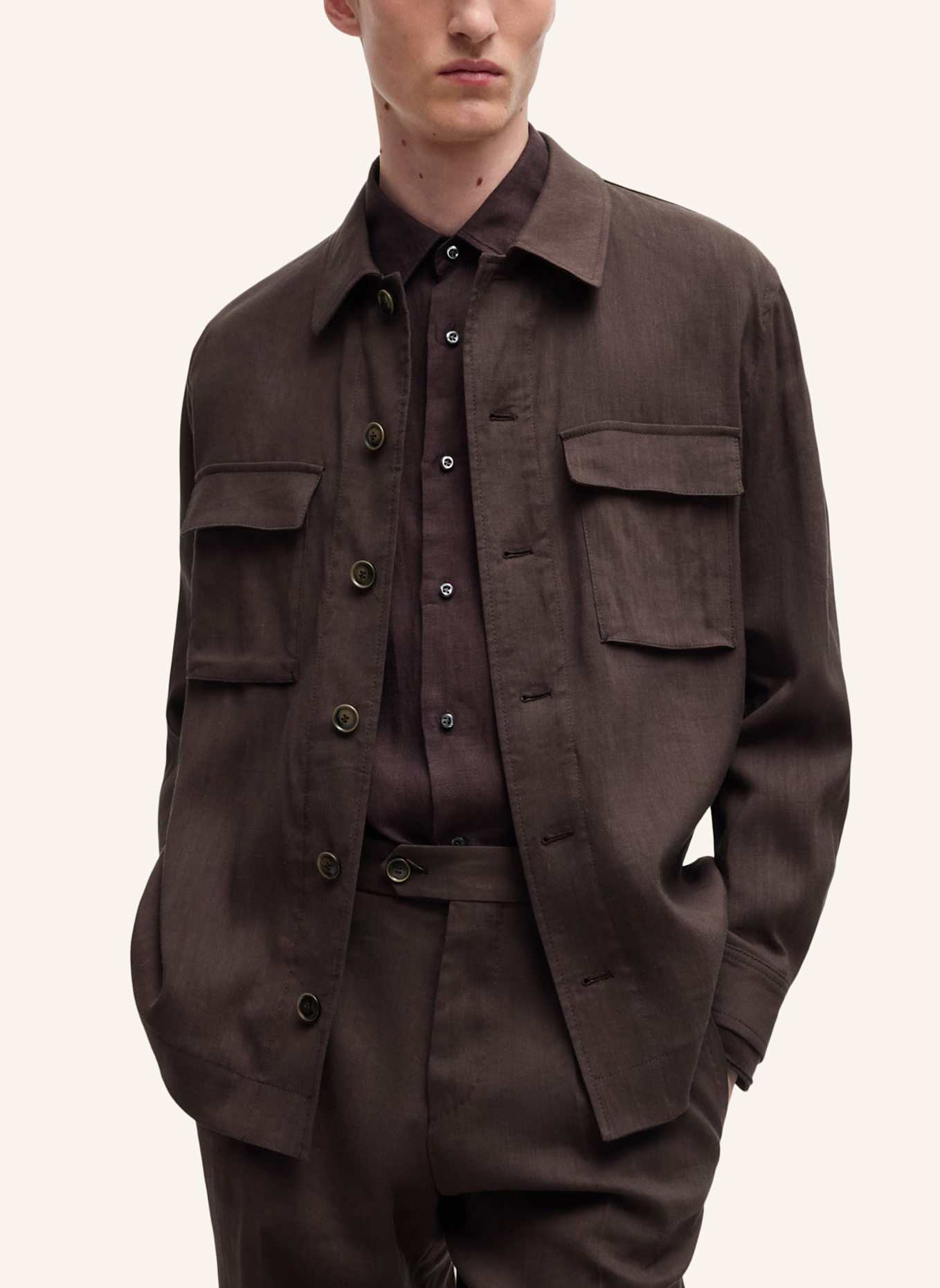 BOSS Blazer L-CORVIN-2PP-251: DUNKELBRAUN