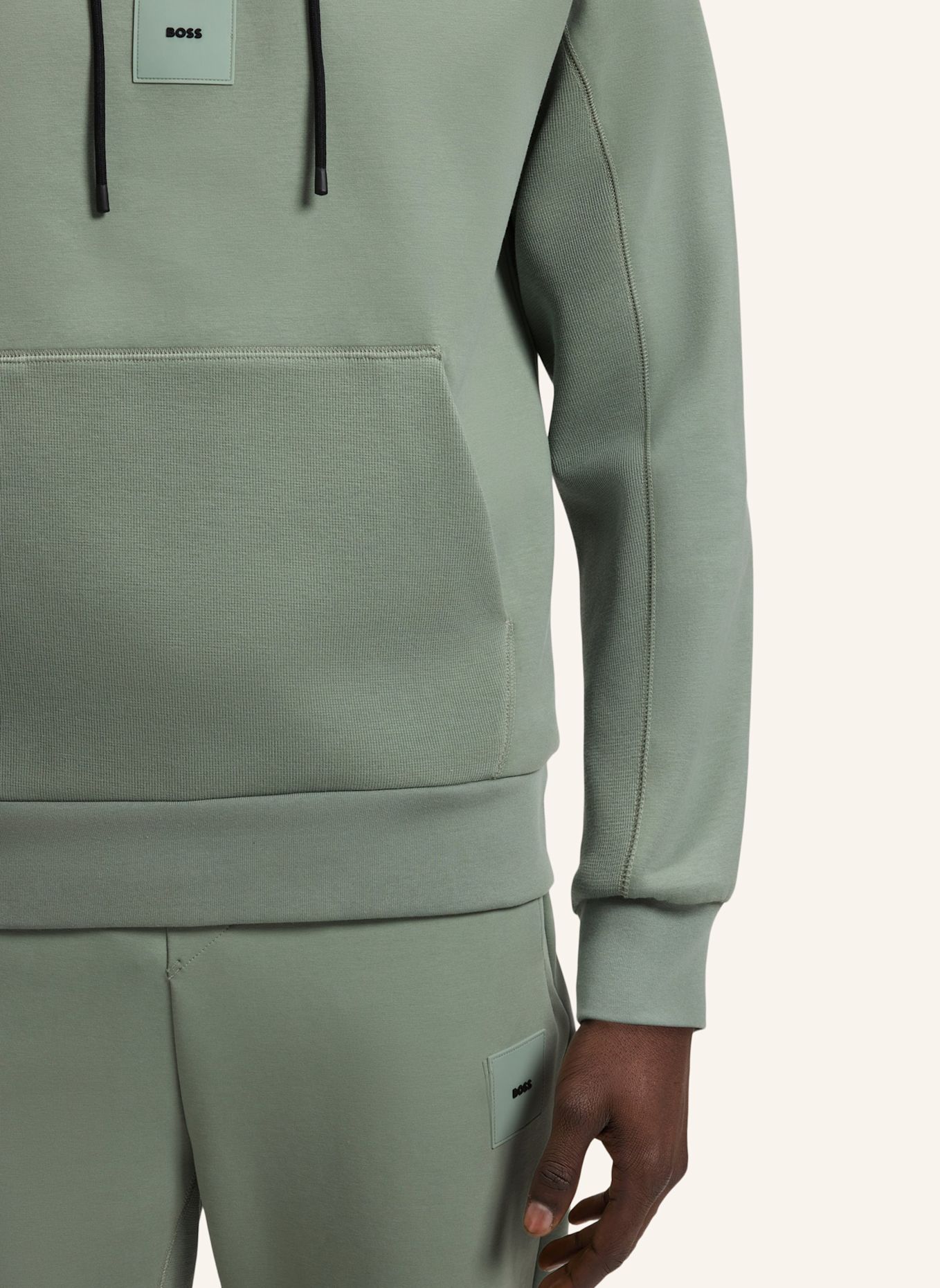 BOSS Sweatshirt SOODY RIB Regular Fit: HELLGRÜN