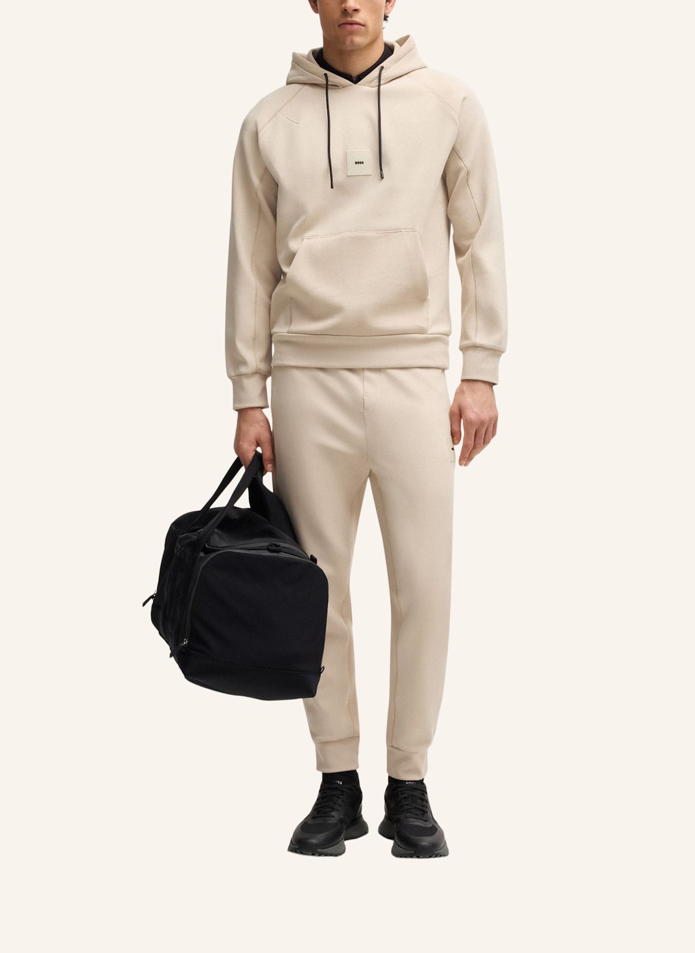 BOSS Sweatshirt SOODY RIB Regular Fit: BEIGE