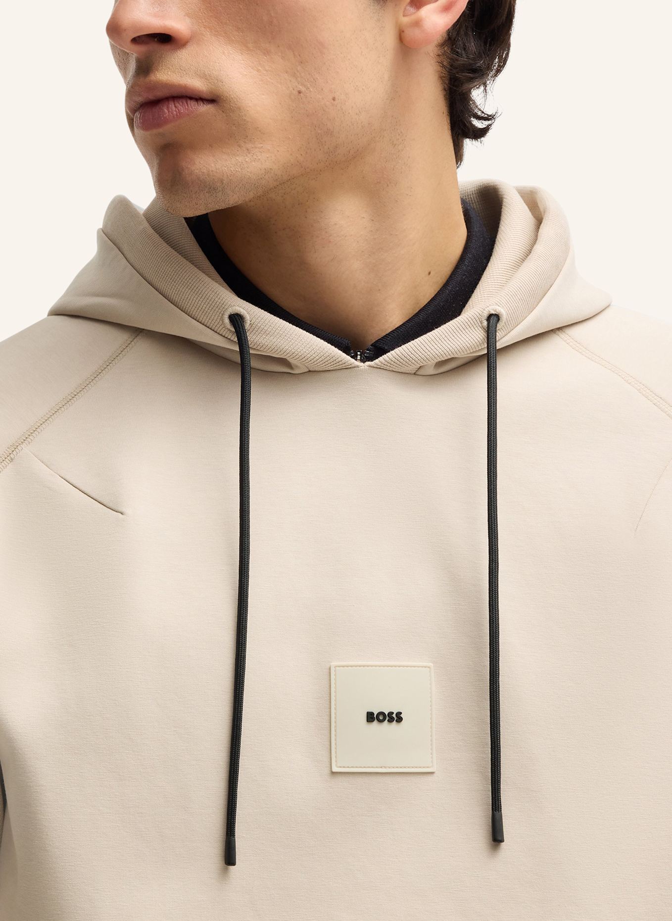 BOSS Sweatshirt SOODY RIB Regular Fit: BEIGE