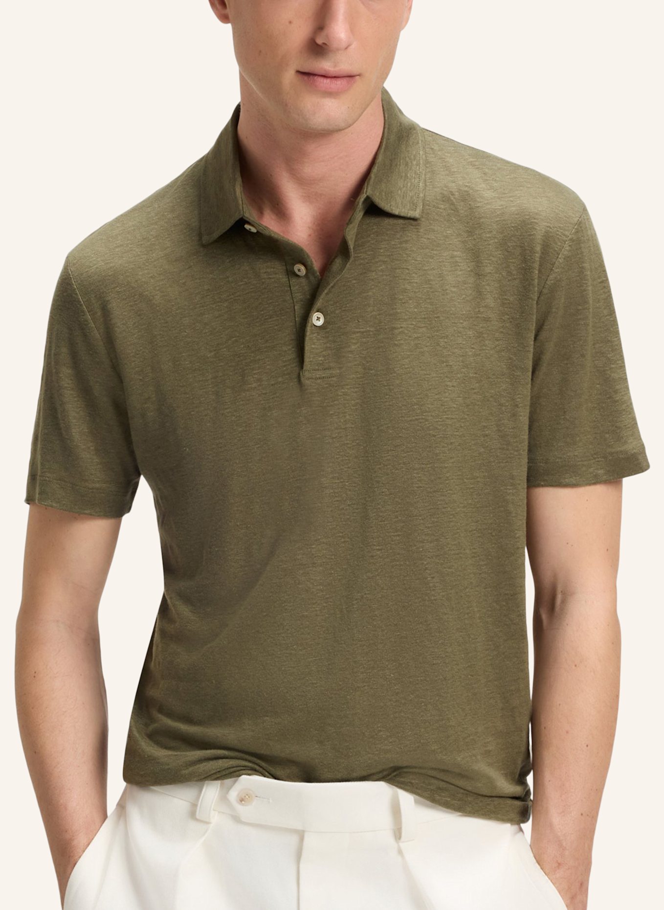 BOSS Jersey-Poloshirt PARRIS aus Leinen: GRÜN