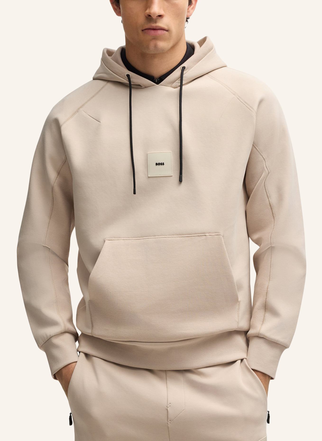 BOSS Sweatshirt SOODY RIB Regular Fit: BEIGE