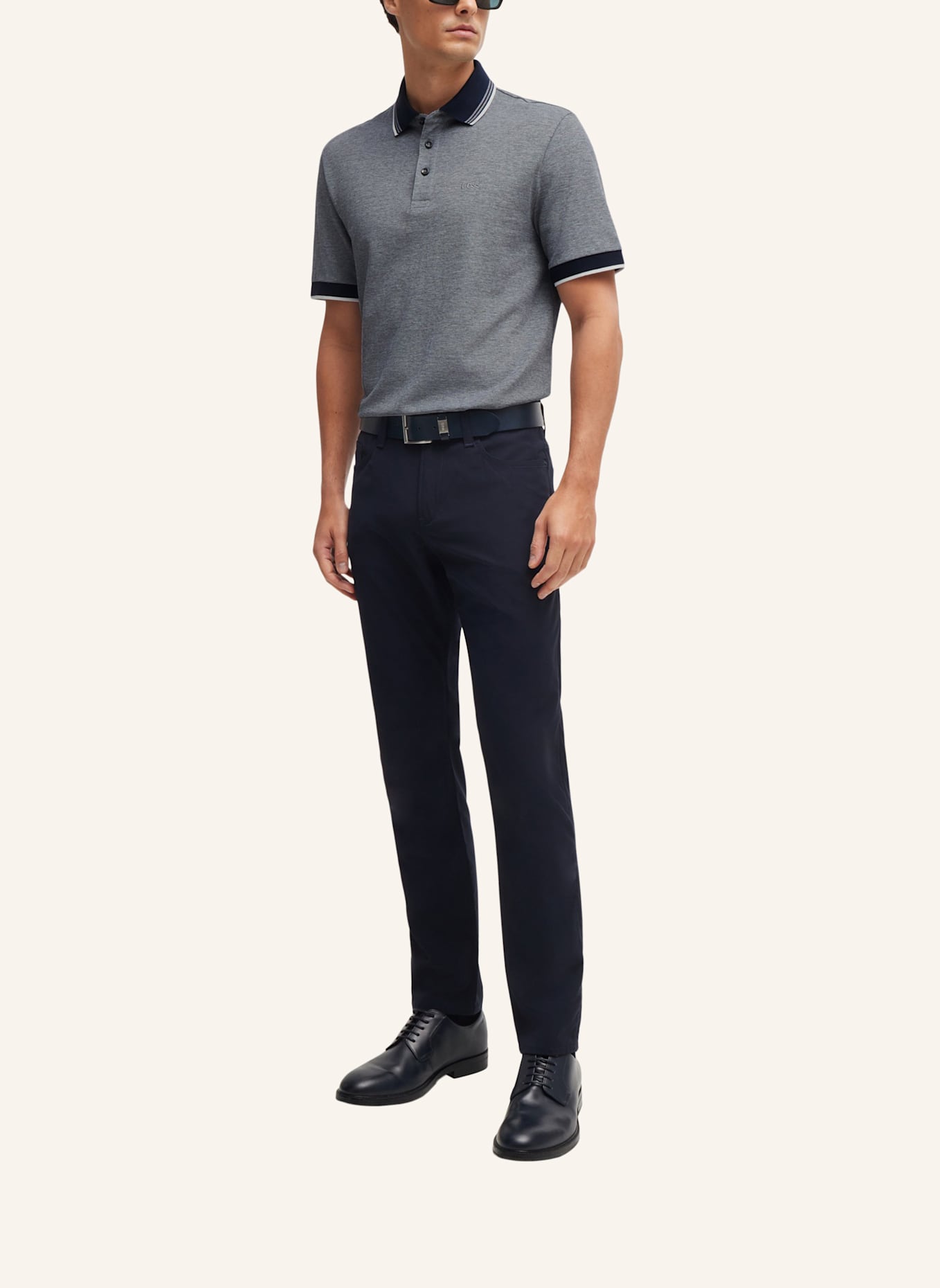 BOSS Poloshirt H-PROUT 141 Regular Fit: GRAU/ DUNKELBLAU