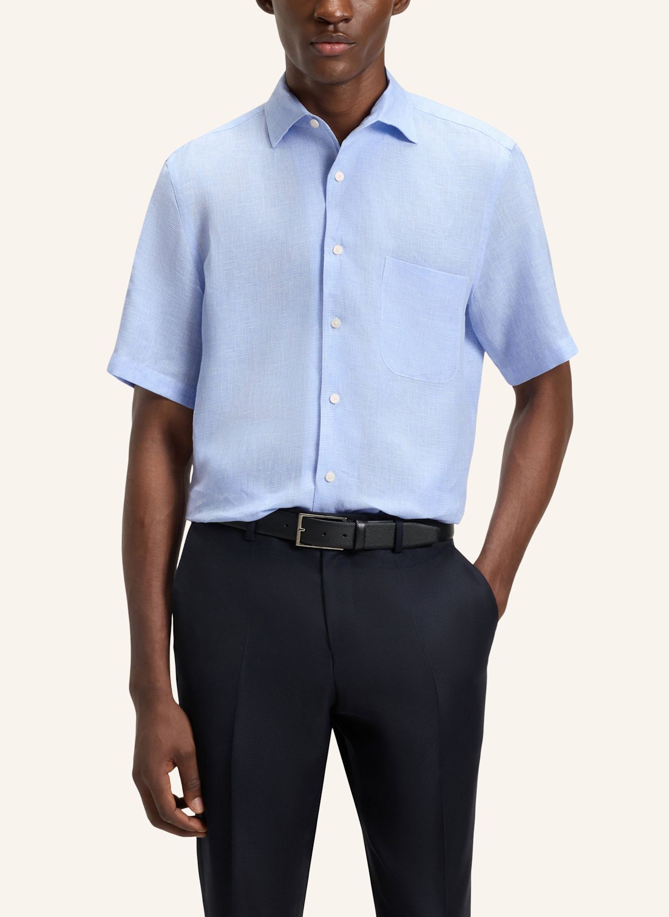 BOSS Business Hemd H-JACK-1PIE-1P-SH_DB Regular Fit: HELLBLAU