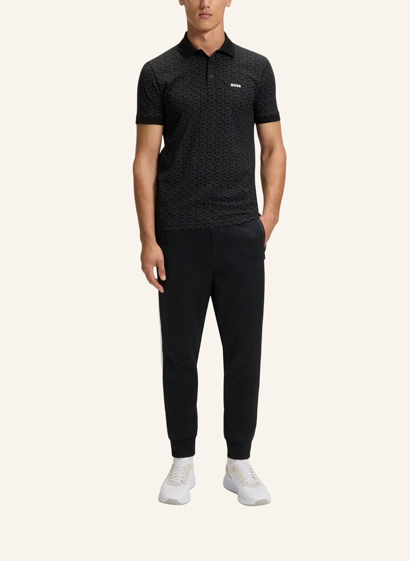 BOSS Poloshirt PADDY STRIPED C Regular Fit: SCHWARZ