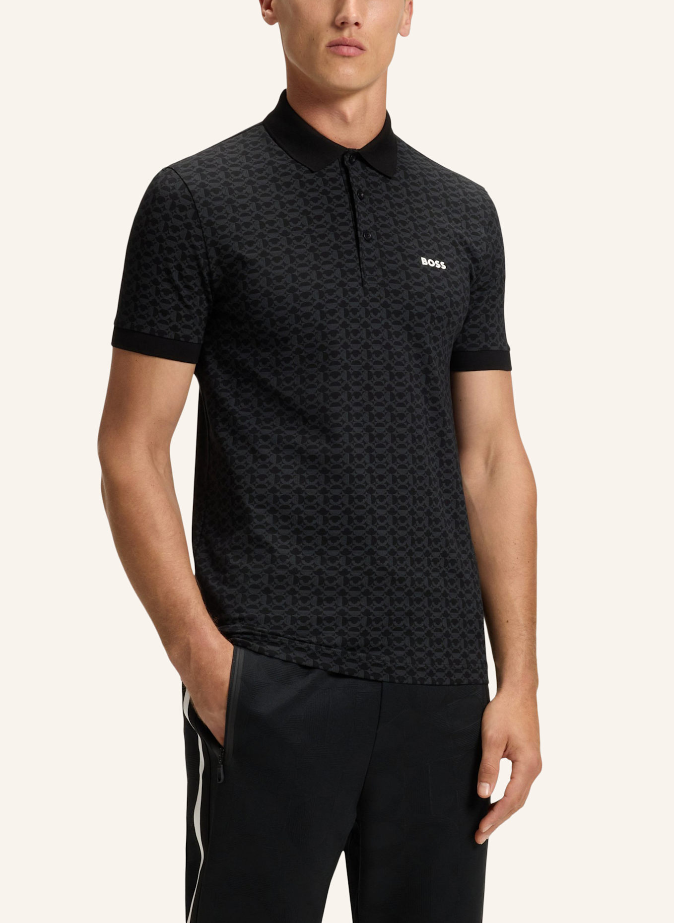 BOSS Poloshirt PADDY STRIPED C Regular Fit: SCHWARZ
