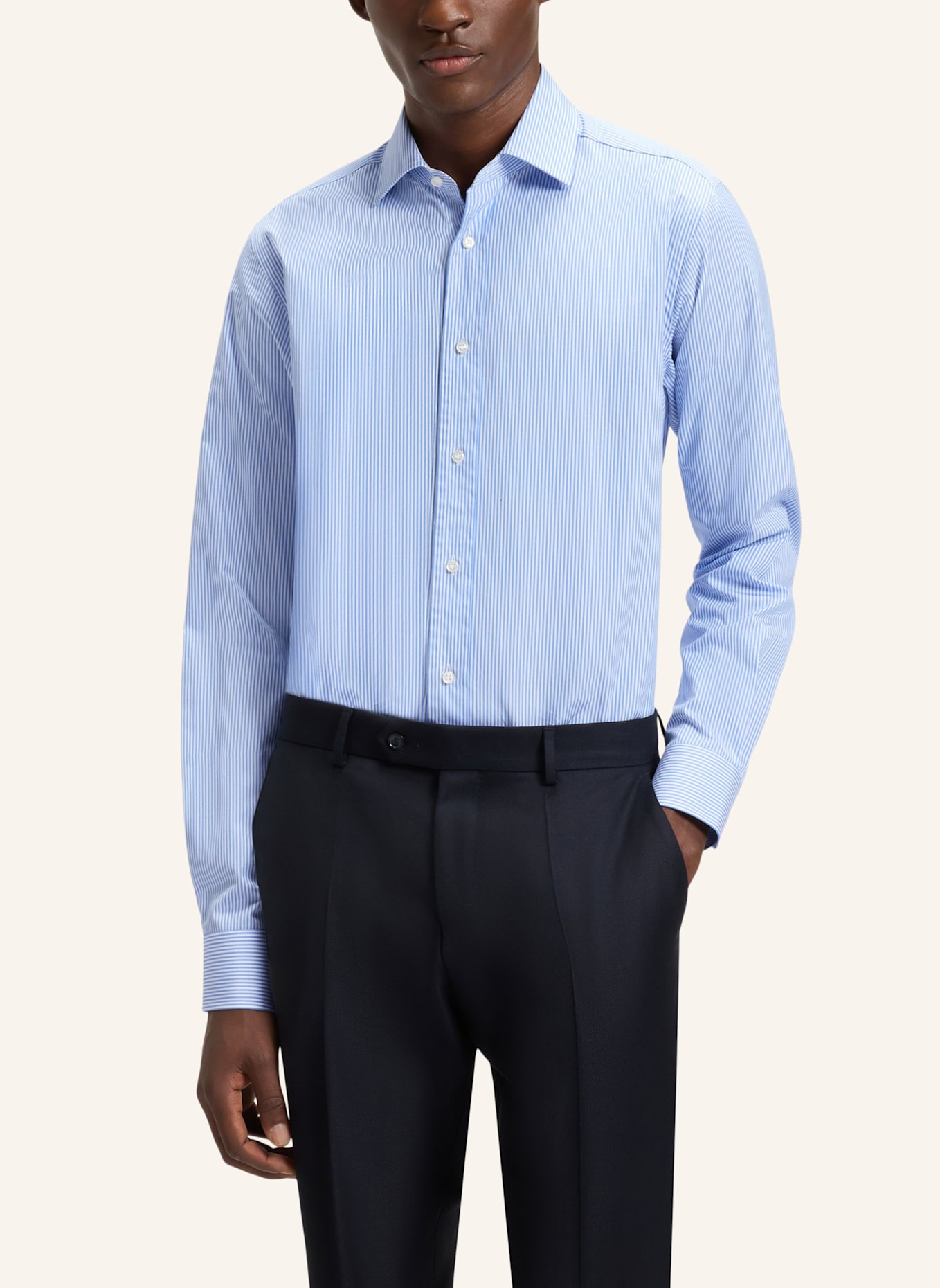 BOSS Business Hemd H-DAVID-SPREAD_DB Slim Fit: HELLBLAU