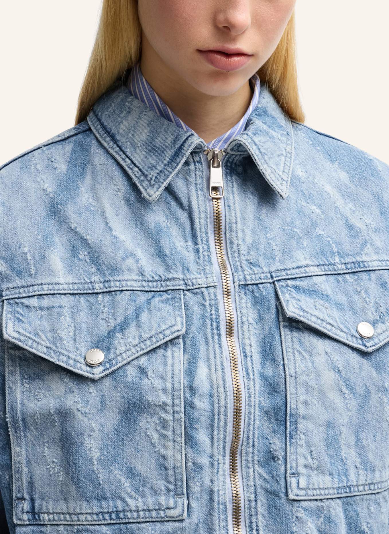 BOSS Casual Jacke C_BOMBER TRUCKER Oversize Fit: DUNKELBLAU