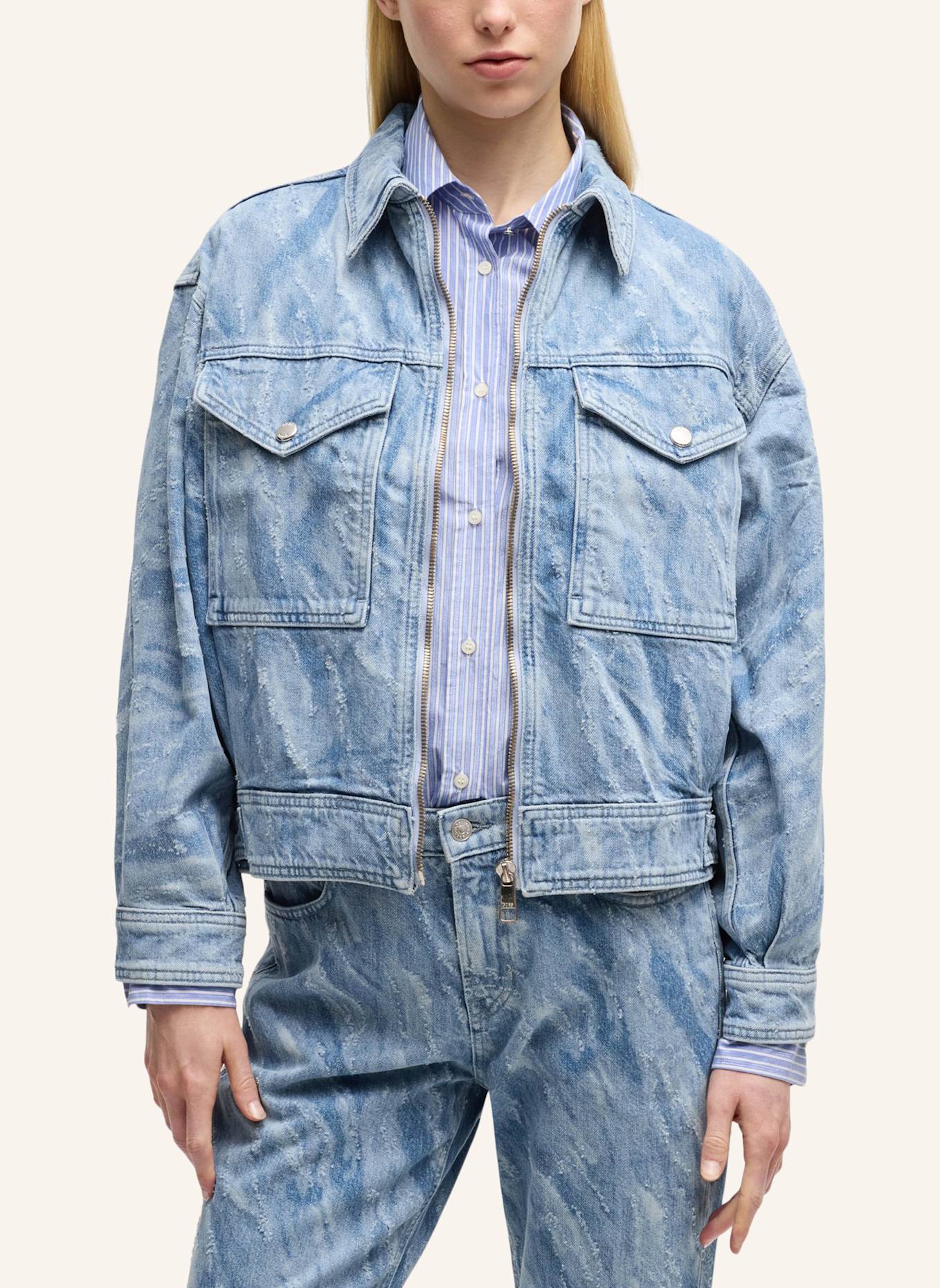BOSS Casual Jacke C_BOMBER TRUCKER Oversize Fit: DUNKELBLAU