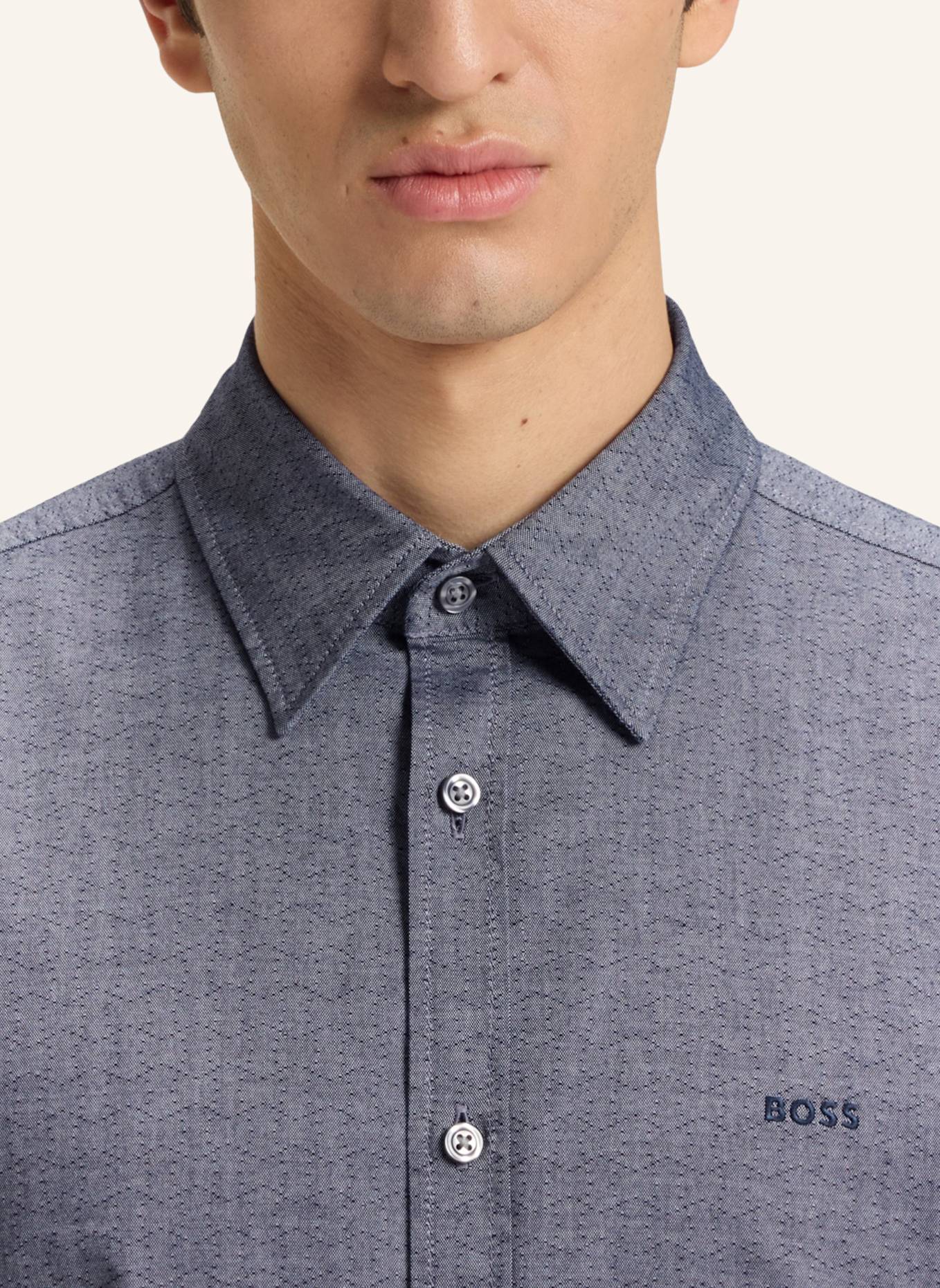 BOSS Casual Hemd RELEGANT_6_M Regular Fit: DUNKELBLAU