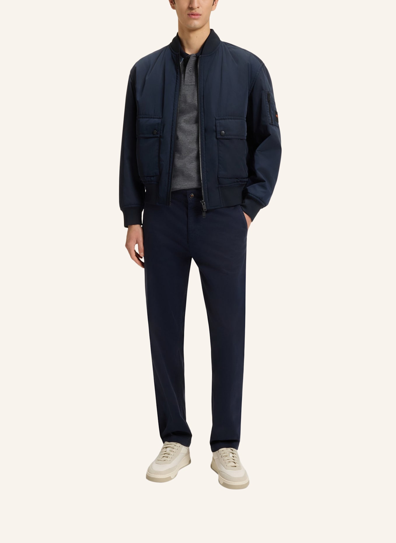 BOSS Poloshirt PEOXFORDLONG_1 Regular Fit: DUNKELBLAU