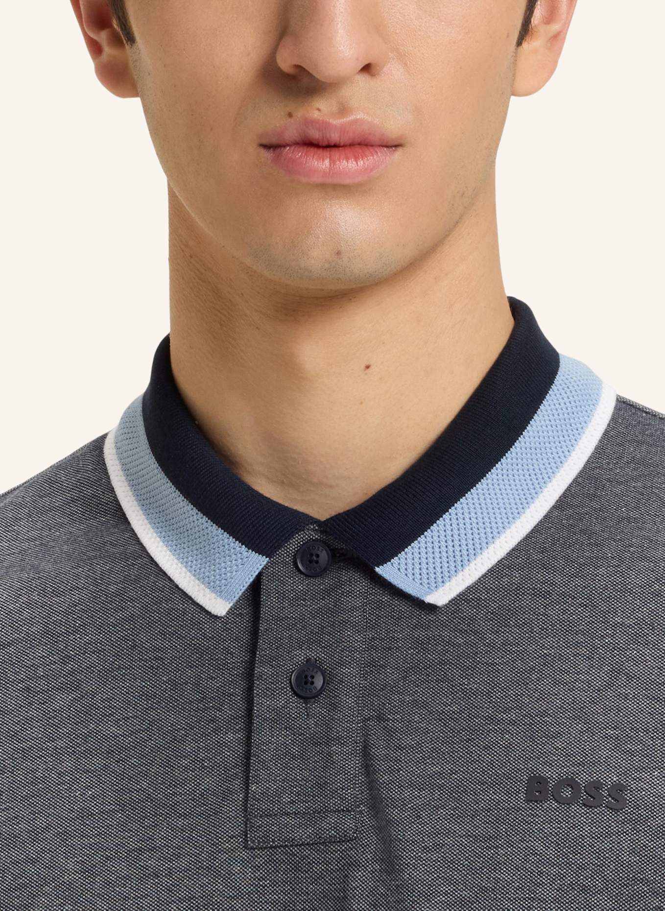 BOSS Poloshirt PEOXFORDLONG_1 Regular Fit: DUNKELBLAU