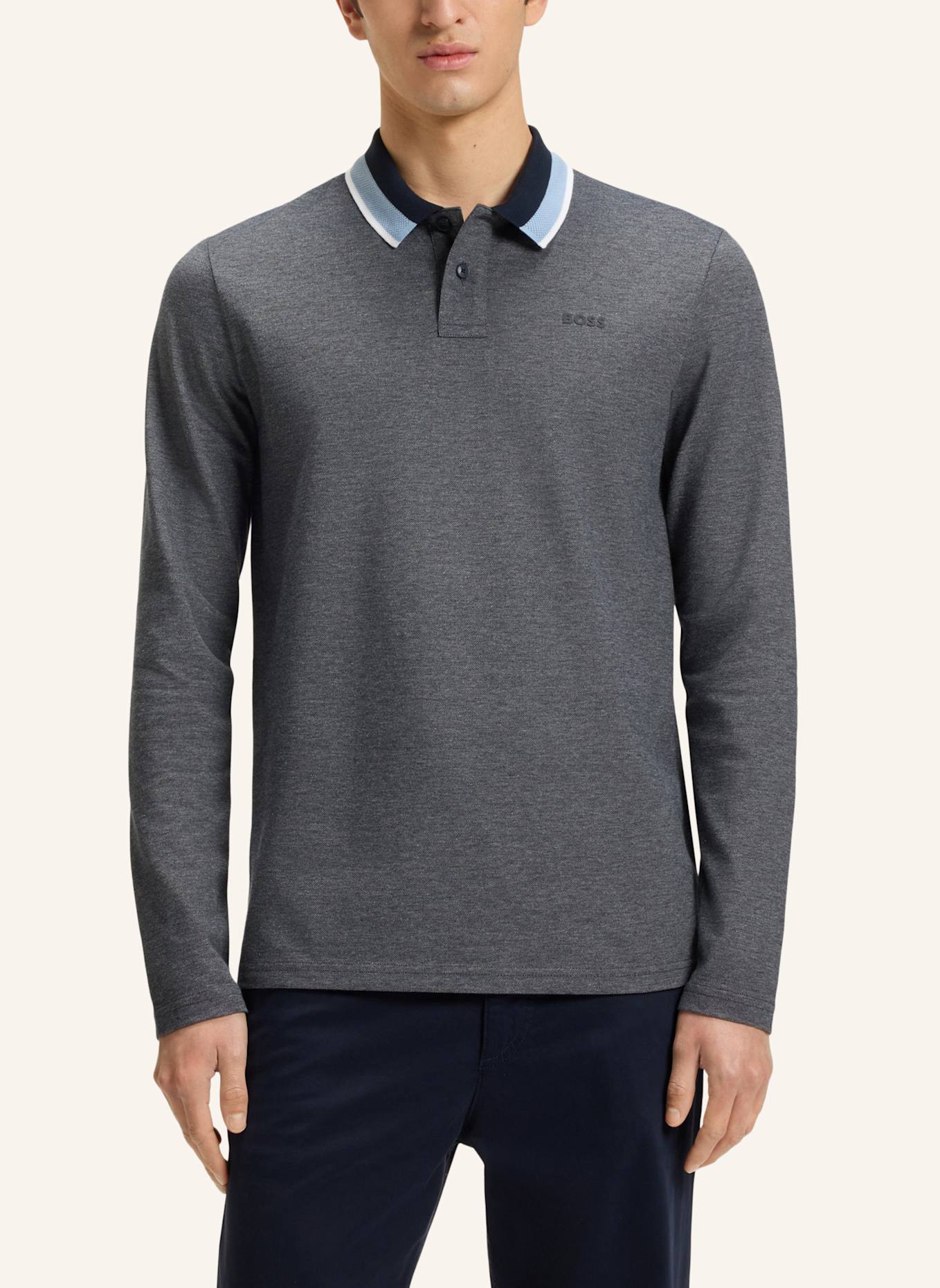 BOSS Poloshirt PEOXFORDLONG_1 Regular Fit: DUNKELBLAU