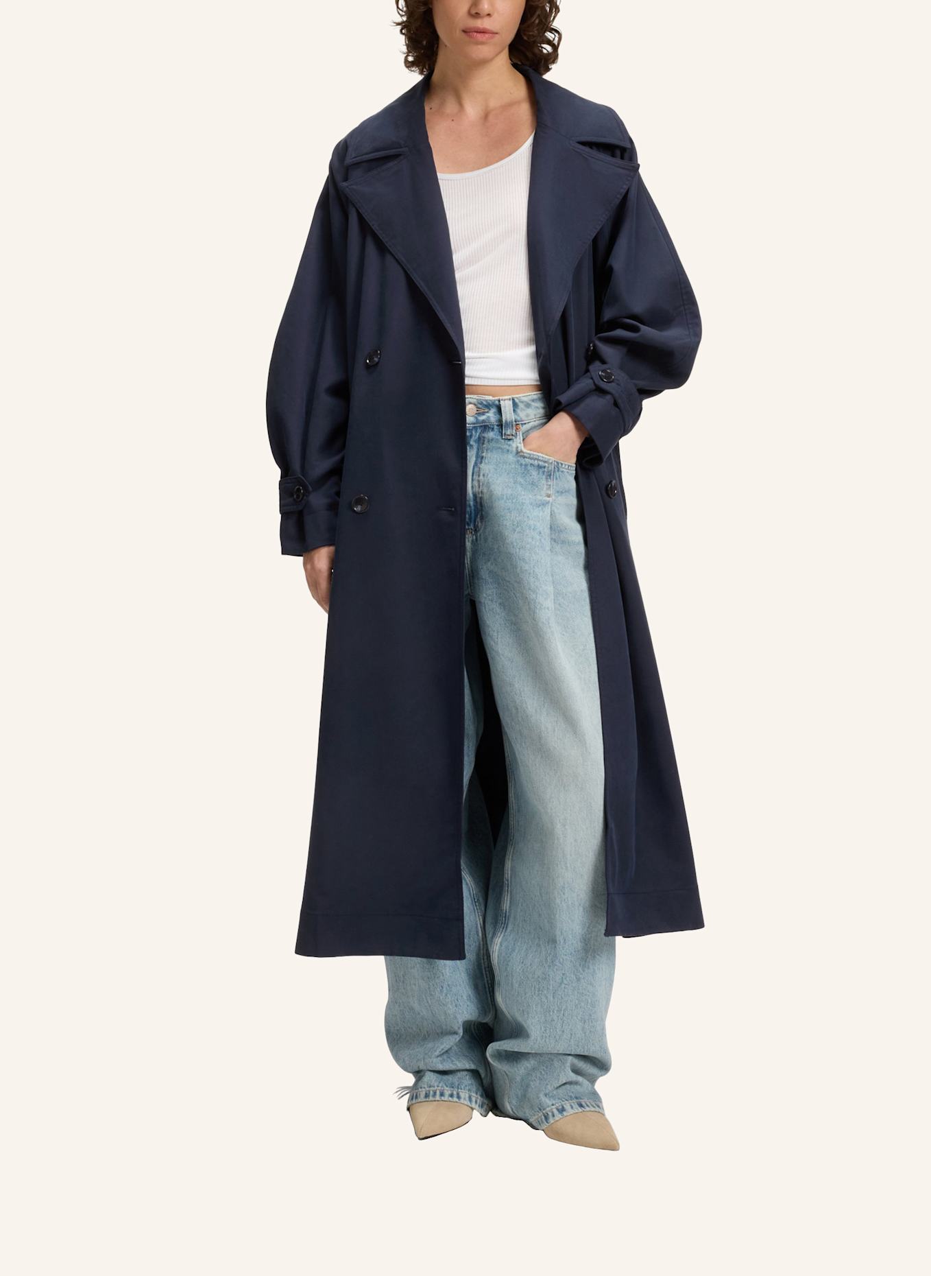 BOSS Klassischer Mantel C_CAMINA Oversize Fit: DUNKELBLAU