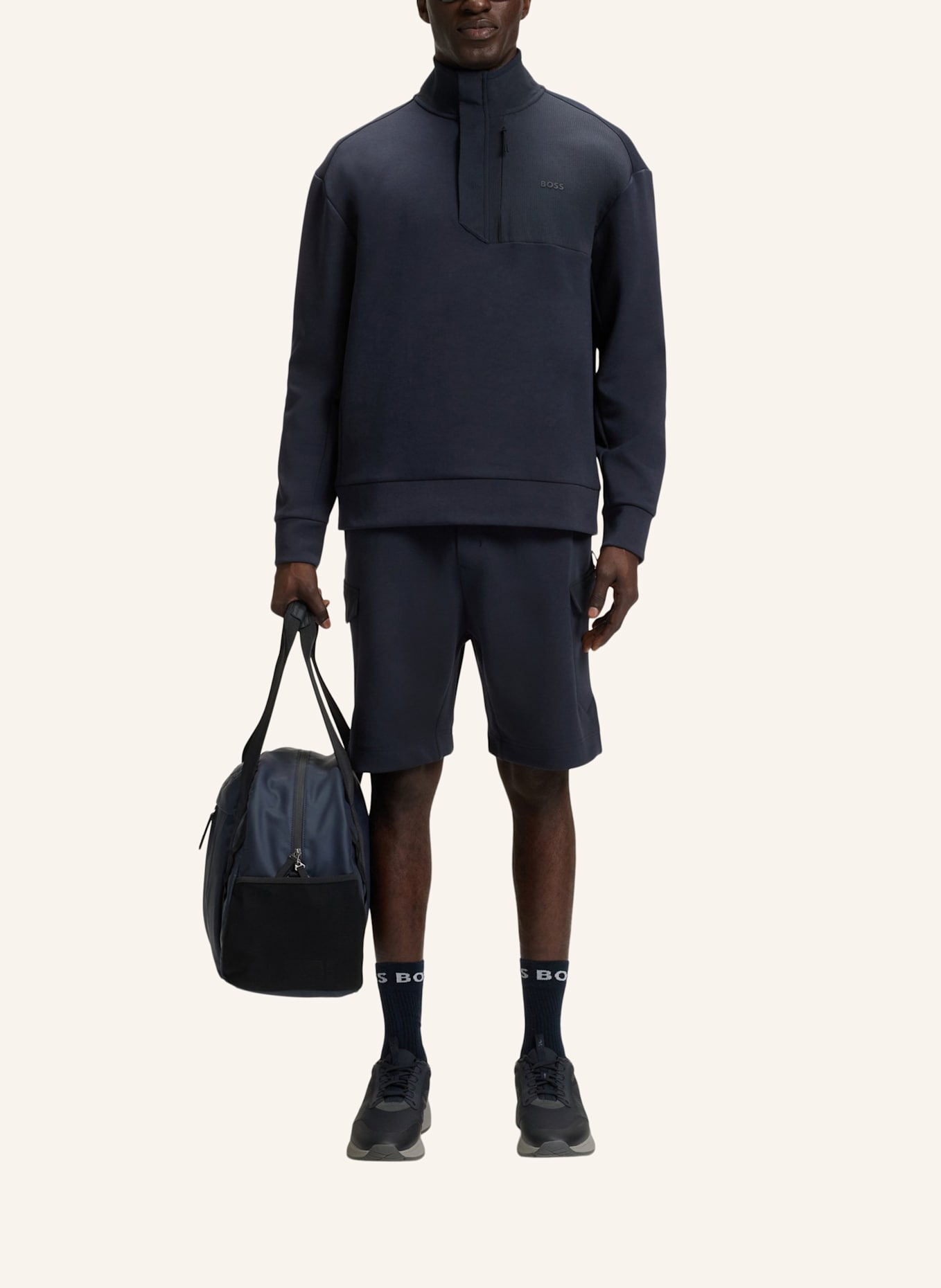 BOSS Sweatshirt SWEAT GLAMPING Relaxed Fit: DUNKELBLAU