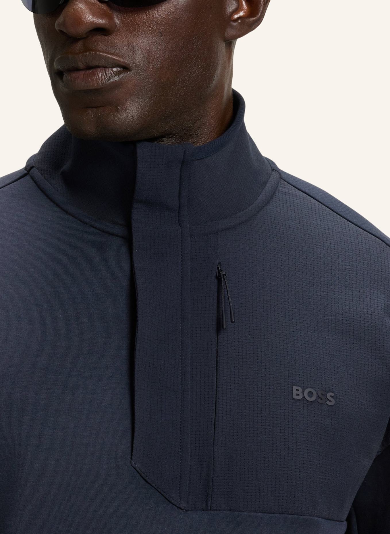 BOSS Sweatshirt SWEAT GLAMPING Relaxed Fit: DUNKELBLAU