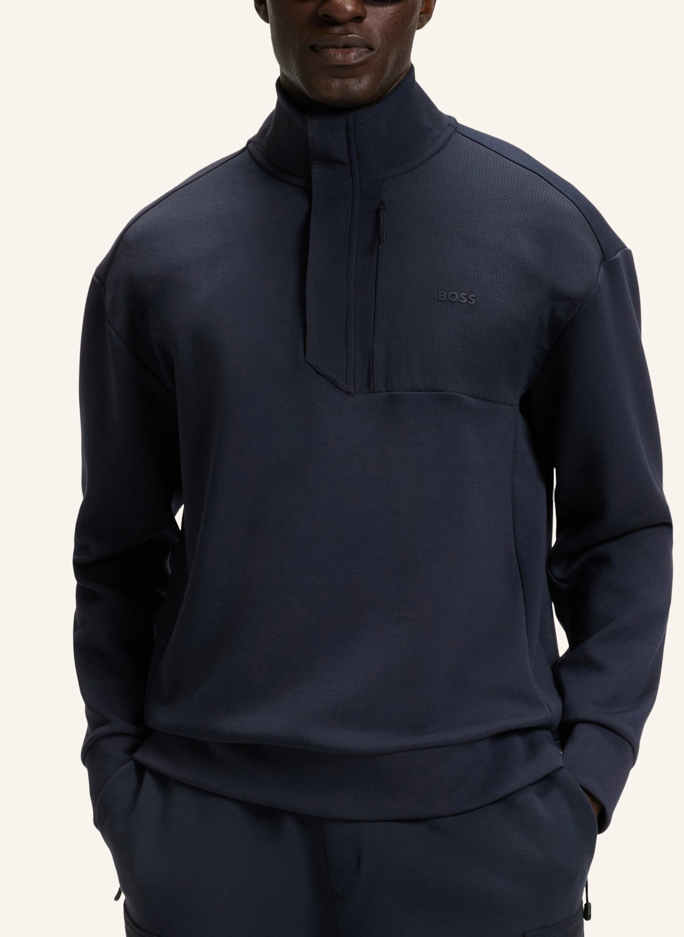 BOSS Sweatshirt SWEAT GLAMPING Relaxed Fit: DUNKELBLAU
