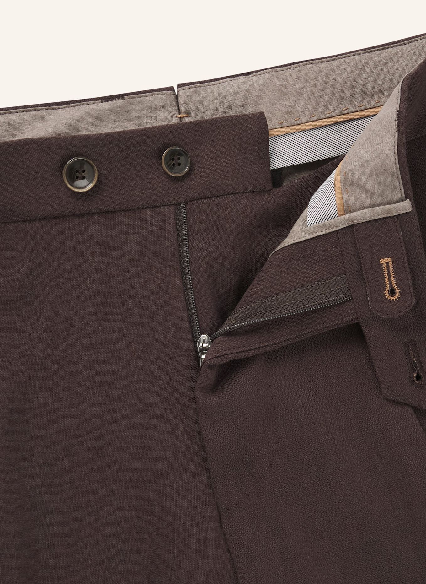 BOSS Business Hose L-PEET-PLEAT-252 Regular Fit: DUNKELBRAUN
