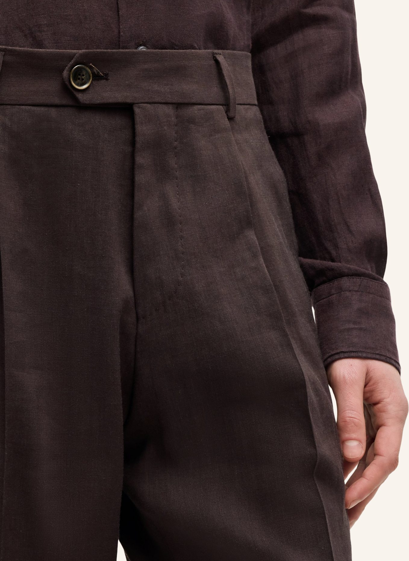 BOSS Business Hose L-PEET-PLEAT-252 Regular Fit: DUNKELBRAUN