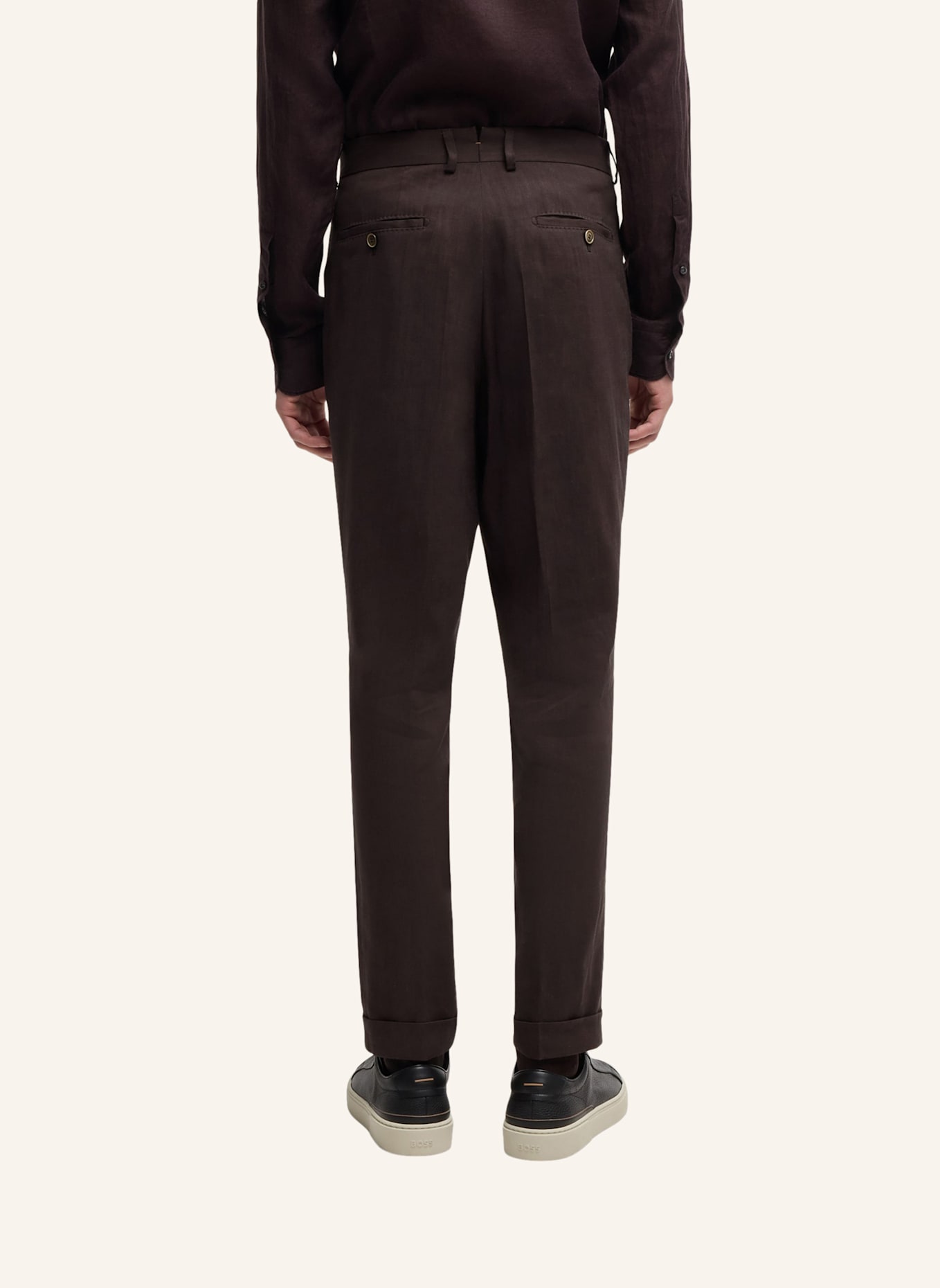 BOSS Business Hose L-PEET-PLEAT-252 Regular Fit: DUNKELBRAUN