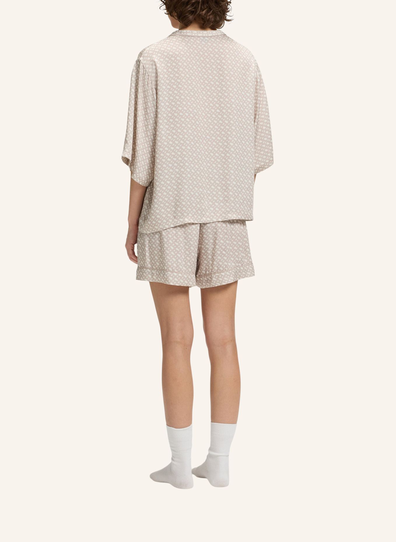 BOSS Pyjama-Oberteil SATEEN AOP_TOP: BEIGE